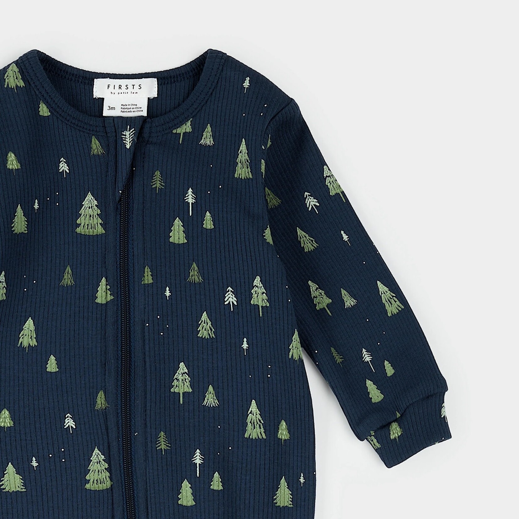 Petit Lem PETIT LEM - Pyjama de bébé bleu marine à imprimé de sapins