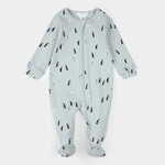 Petit Lem PETIT LEM - Pyjama de bébé bleu perle à imprimé de pingouins