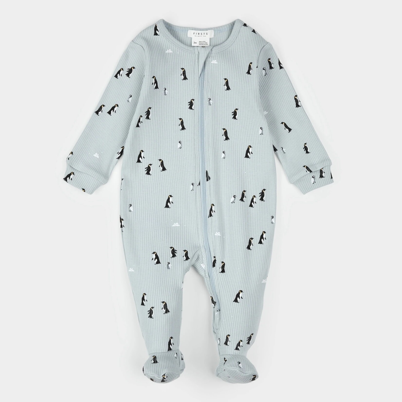 Petit Lem PETIT LEM - Pyjama de bébé bleu perle à imprimé de pingouins