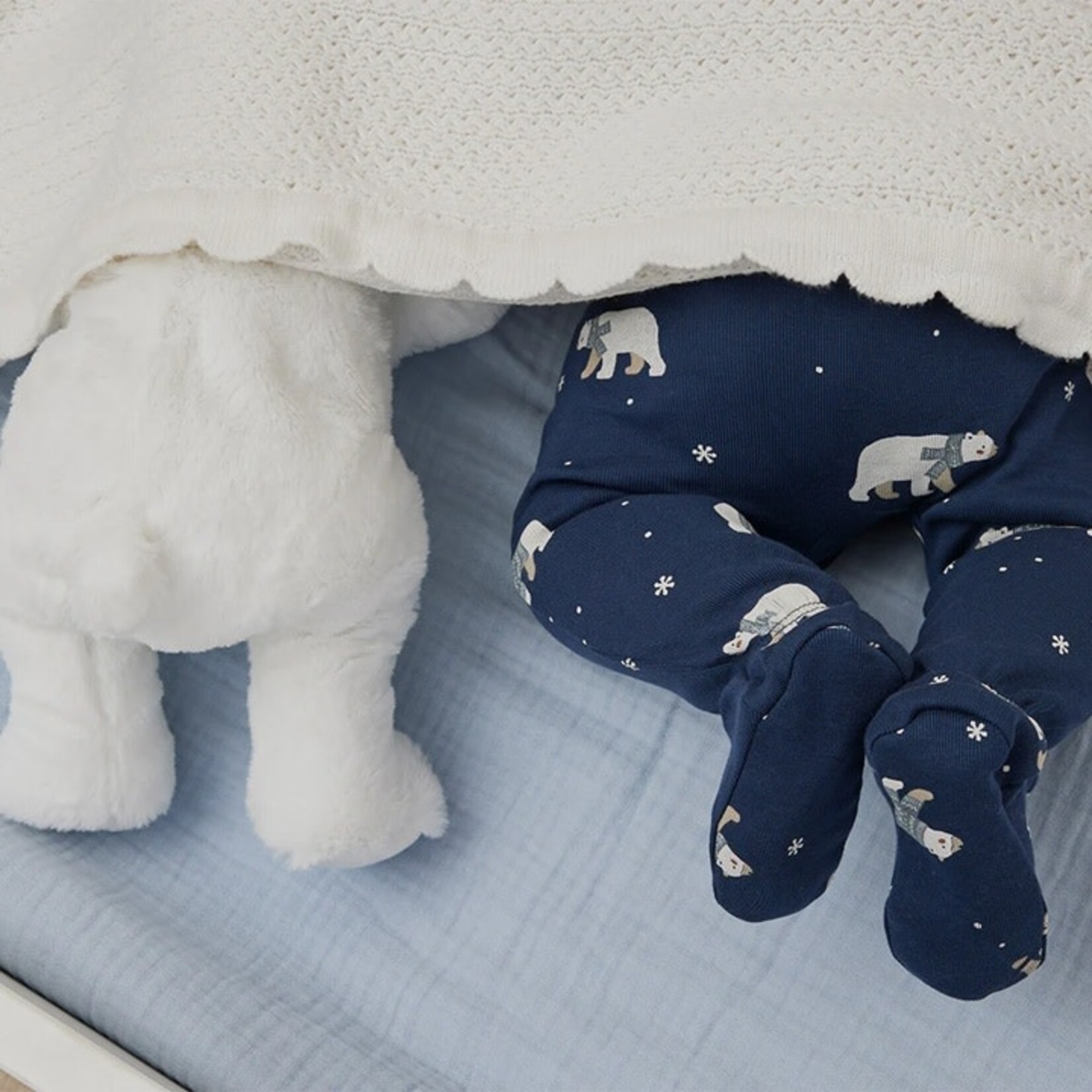 Petit Lem PETIT LEM - Navy blue baby pajamas with winter polar bear print