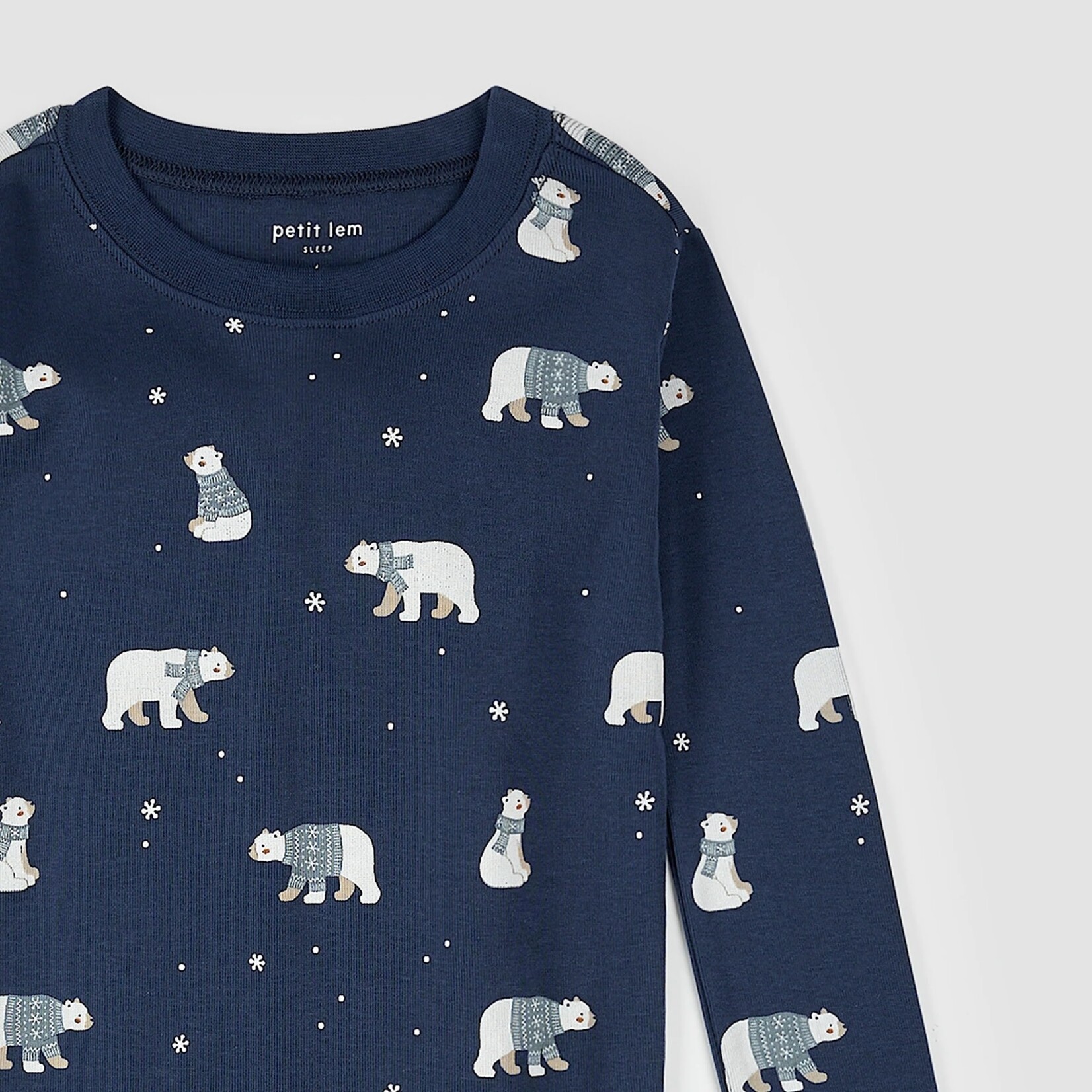 Petit Lem PETIT LEM - Navy blue pajama set with winter polar bear print (2 pcs.)