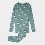 Petit Lem PETIT LEM - Ensemble pyjama sarcelle à imprimé de bébés pingouins (2 pcs.)