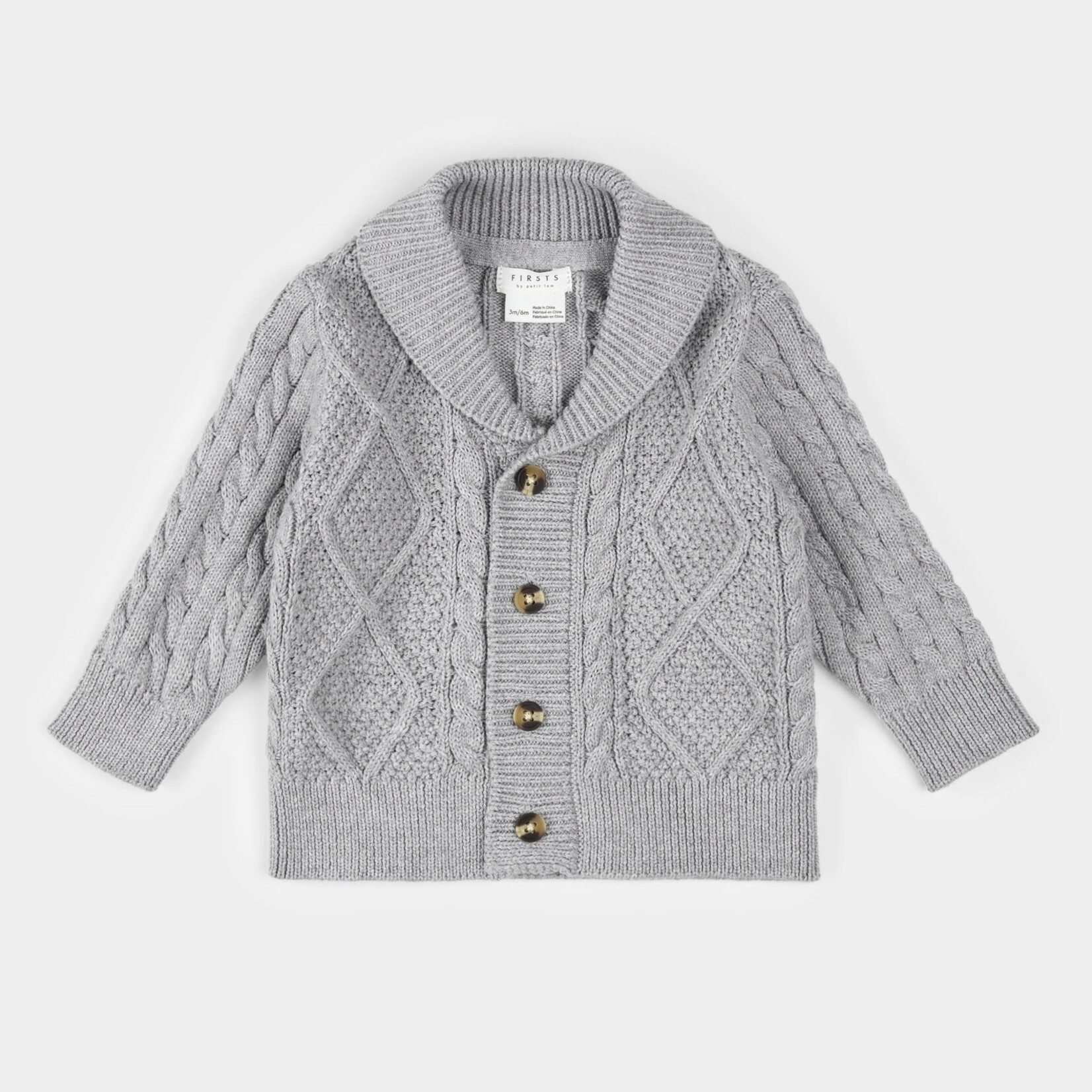 Petit Lem PETIT LEM - Cardigan en tricot gris