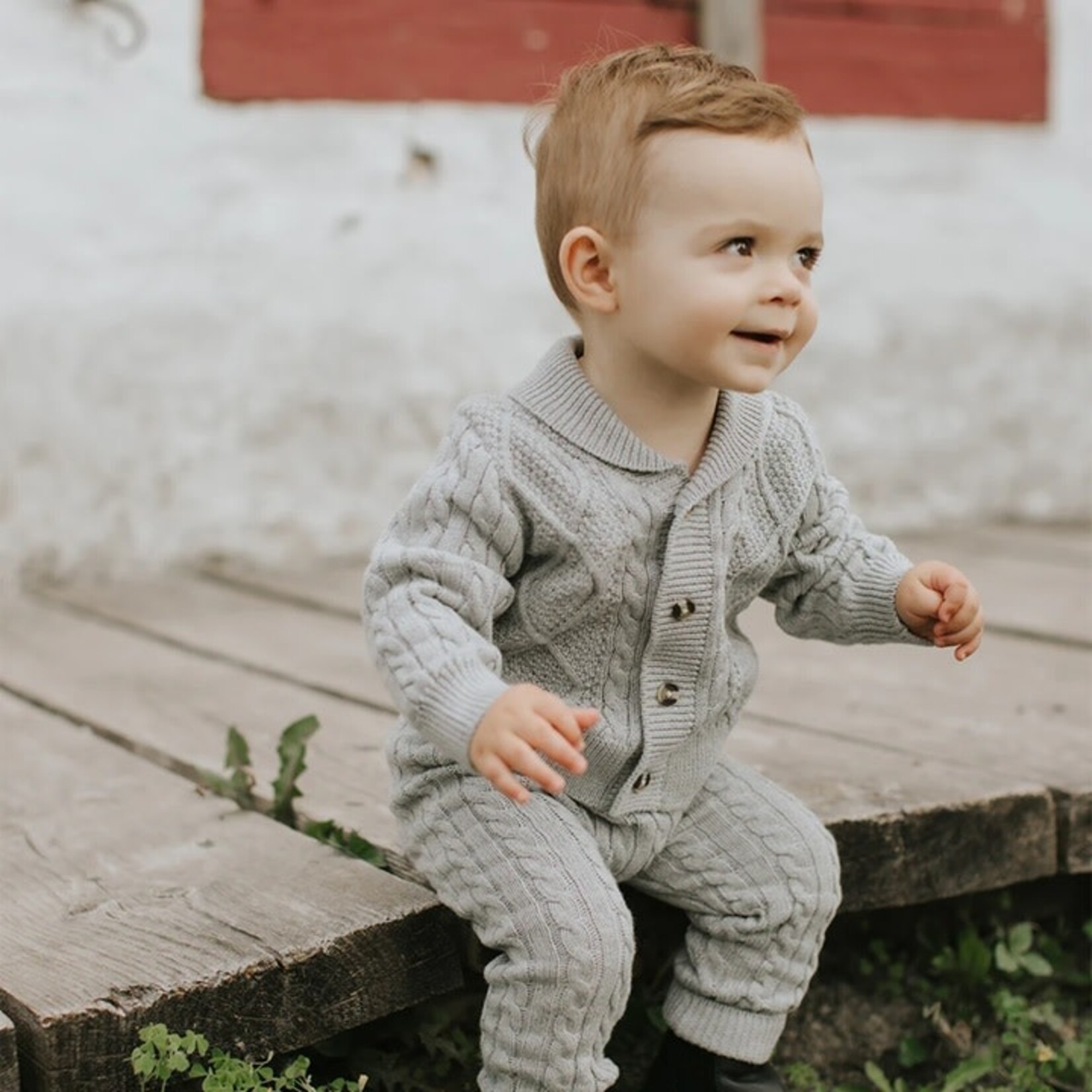 Petit Lem PETIT LEM - Cardigan en tricot gris
