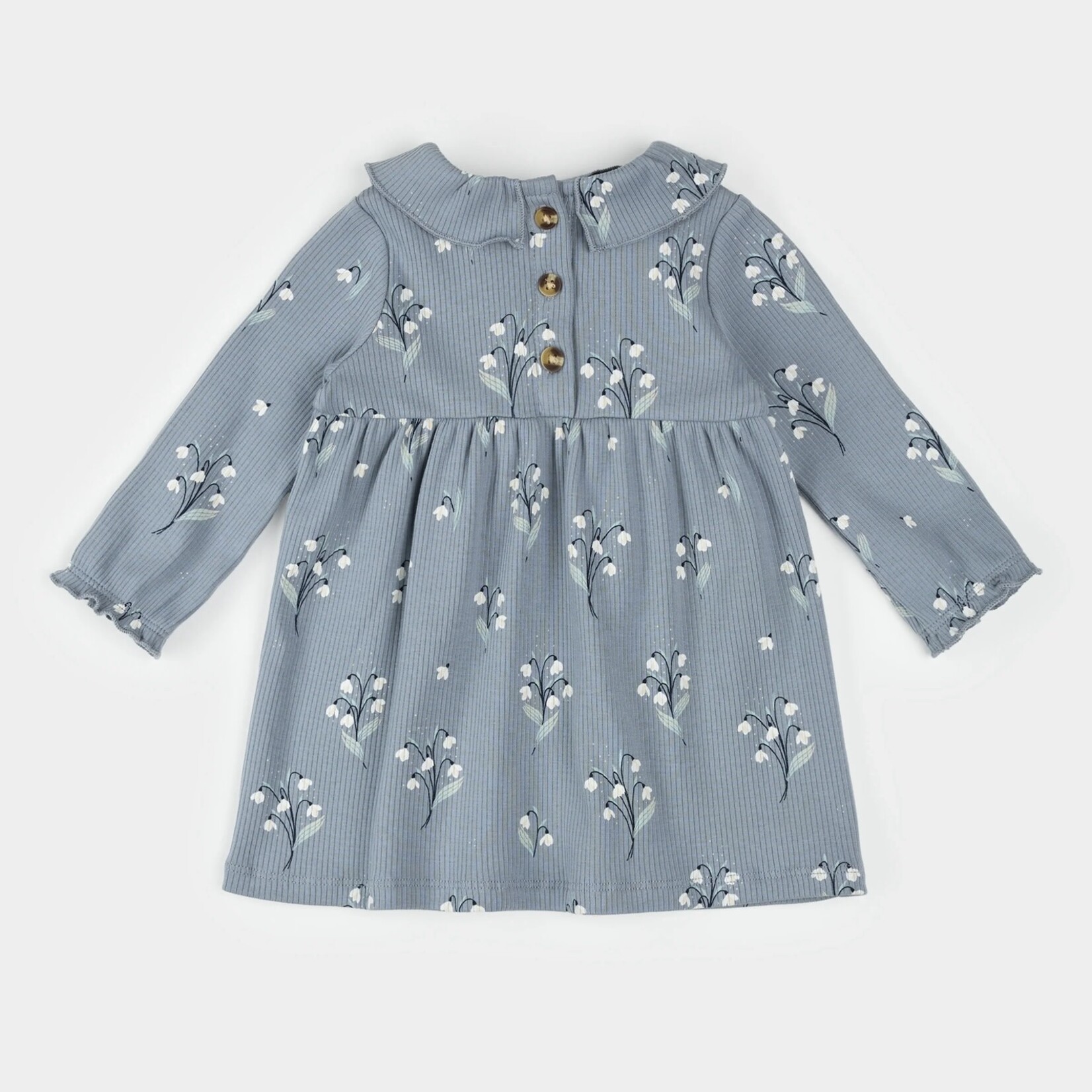 Petit Lem PETIT LEM - Ensemble robe côtelée bleue grise à imprimé de perce-neige et son legging