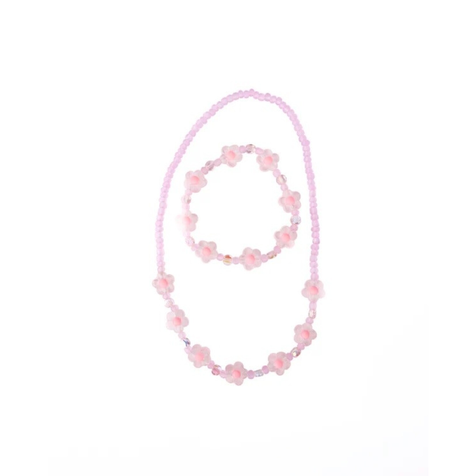 Great Pretenders GREAT PRETENDERS - Necklace & Bracelet Set - Pink Crystal Blooms