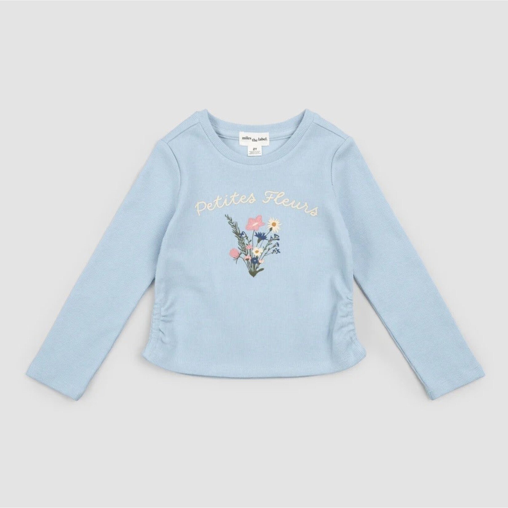 Miles the label MILES THE LABEL - Sky Blue 'Petites Fleurs' Ribbed Top