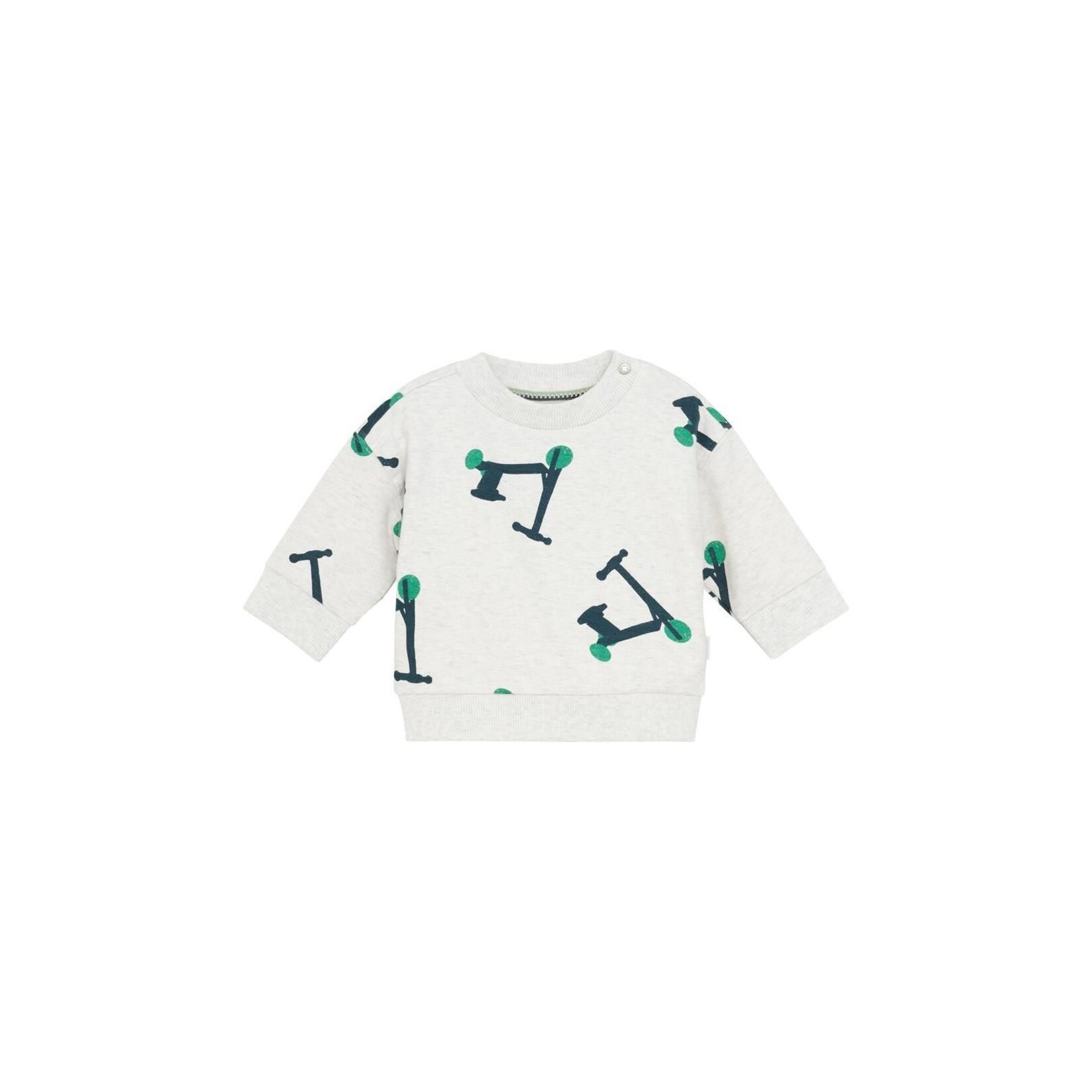 Noppies NOPPIES - Ensemble chandail gris avec imprimé de trottinettes et pantalon vert