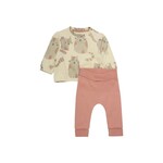Noppies NOPPIES - Ensemble chandail à manches longues avec imprimé de chats et pantalon saumon
