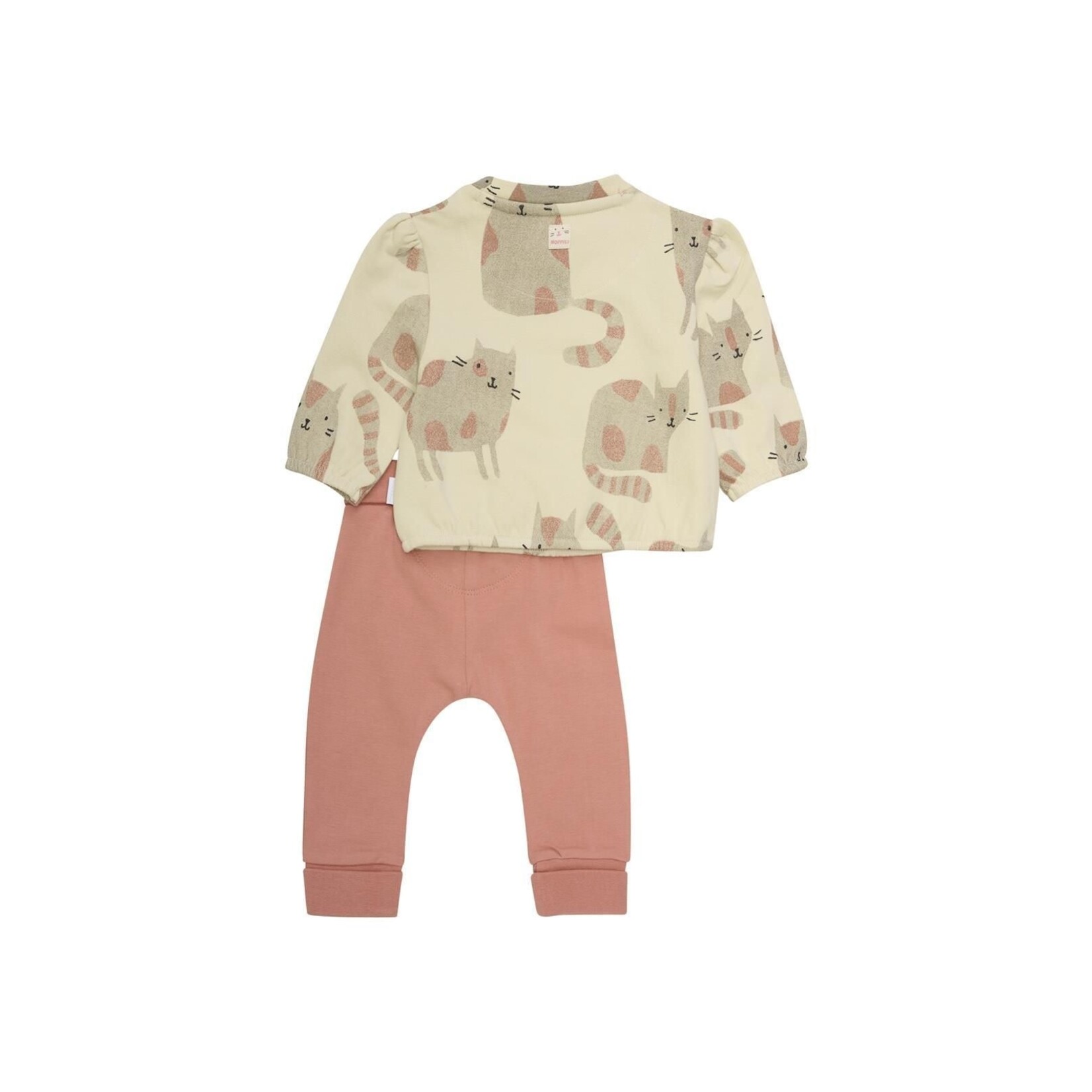 Noppies NOPPIES - Ensemble chandail à manches longues avec imprimé de chats et pantalon saumon