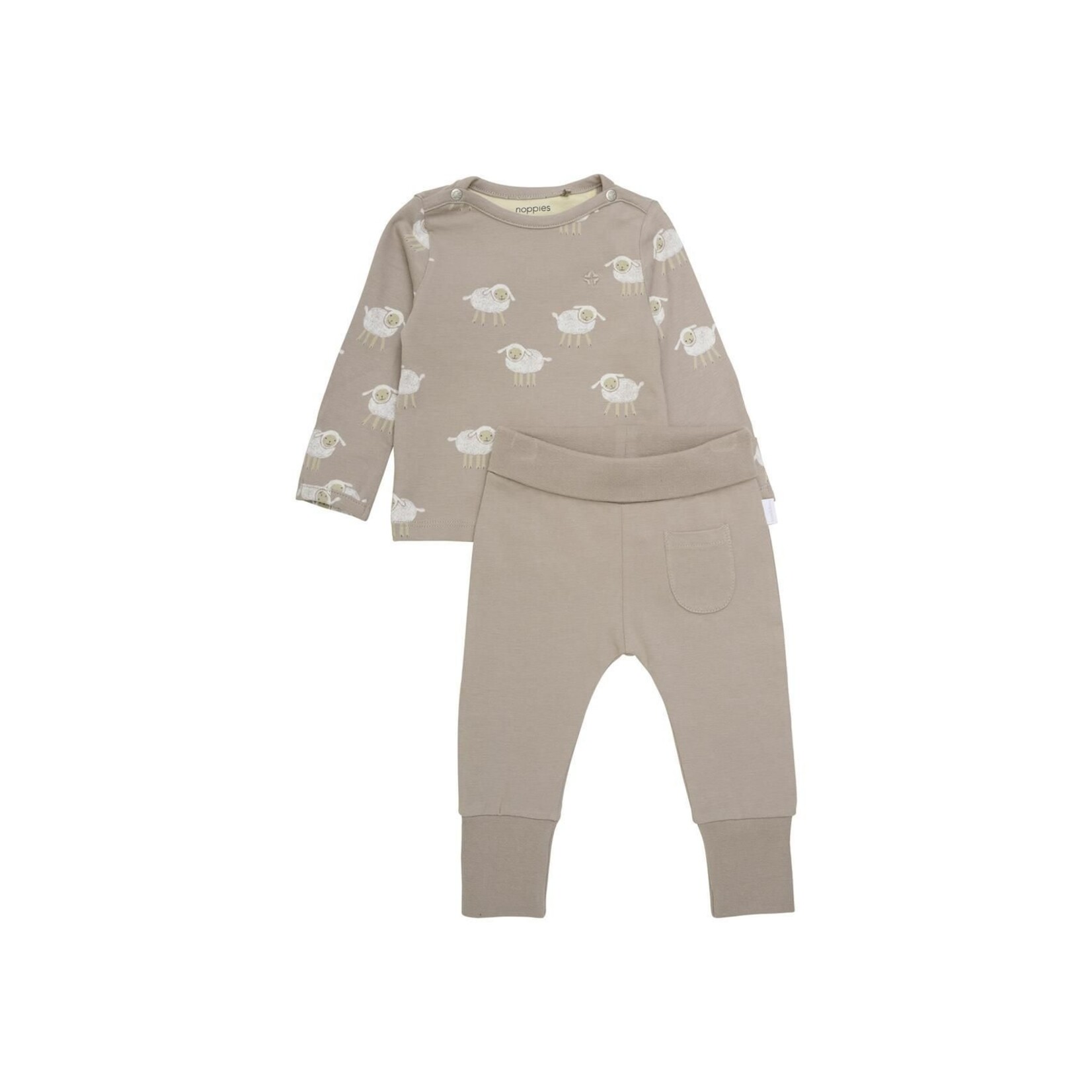 Noppies NOPPIES - Ensemble deux pièce taupe avec chandail à imprimé de moutons