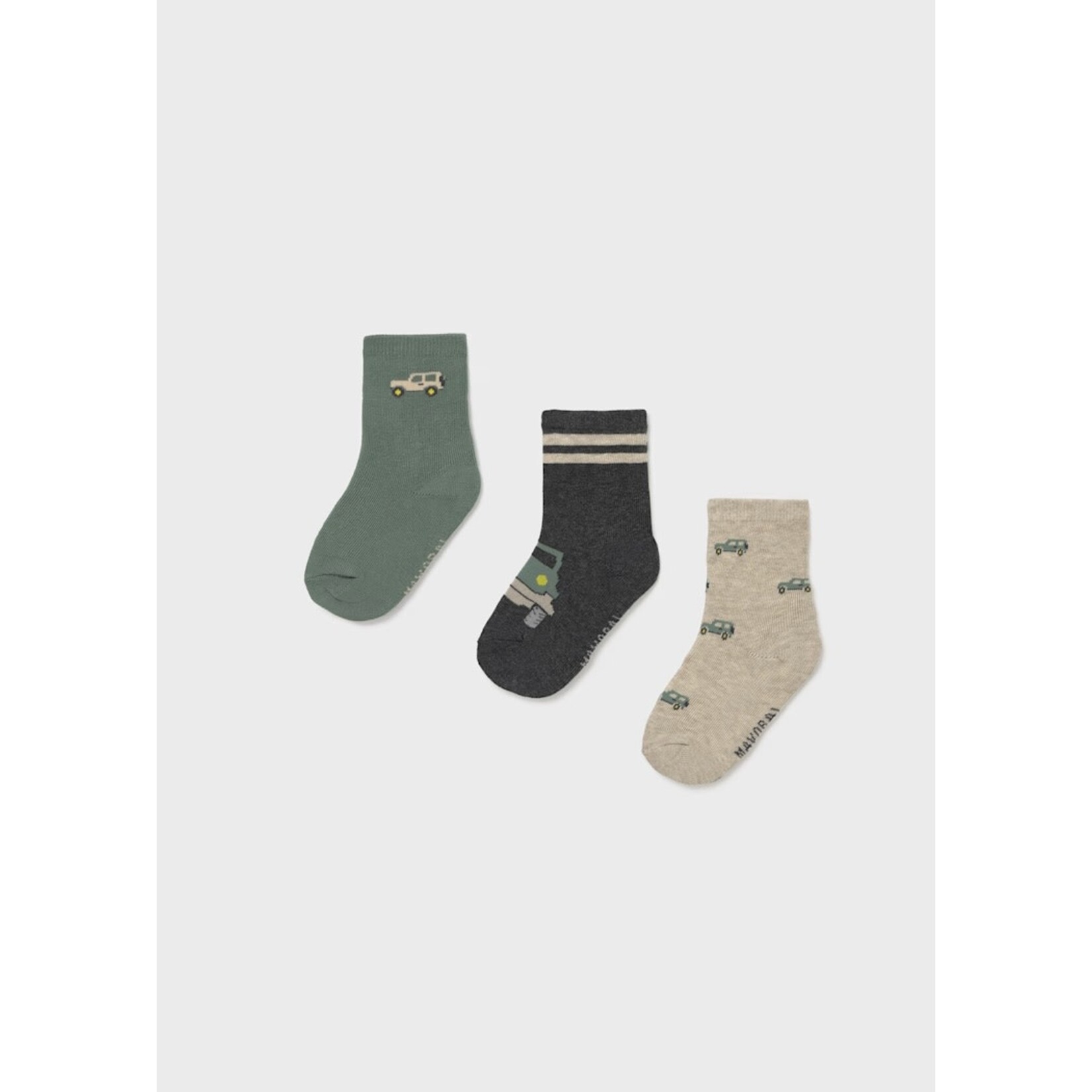Mayoral MAYORAL - Pack of 3 pairs of baby/child socks Car 'Beige/Fir green/Dark gray'