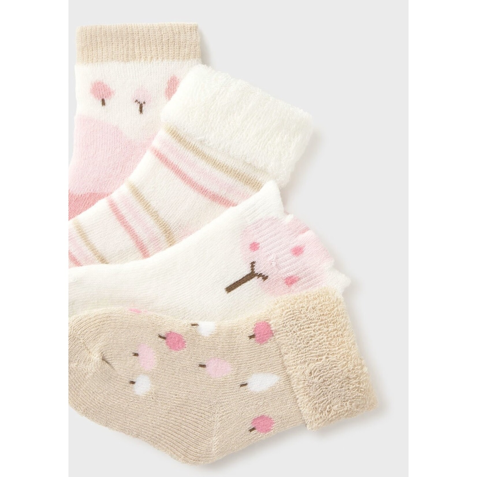 Mayoral MAYORAL - Pack of 4 pairs of baby socks 'Trees - Pink-White-Beige'