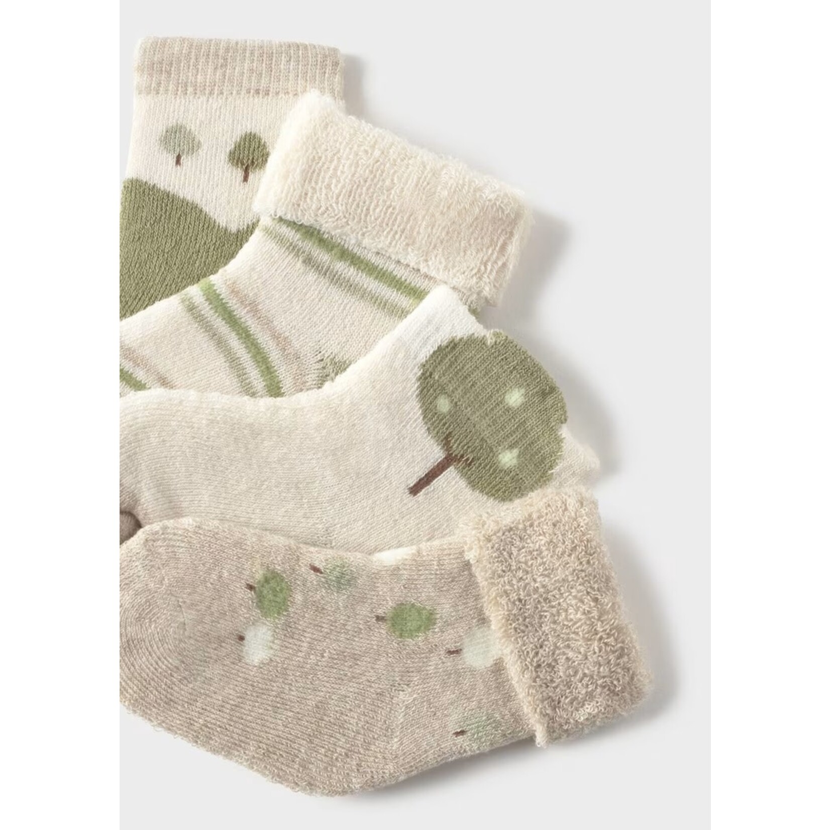 Mayoral MAYORAL - Pack of 4 pairs of baby socks 'Trees - Green-White-Beige'