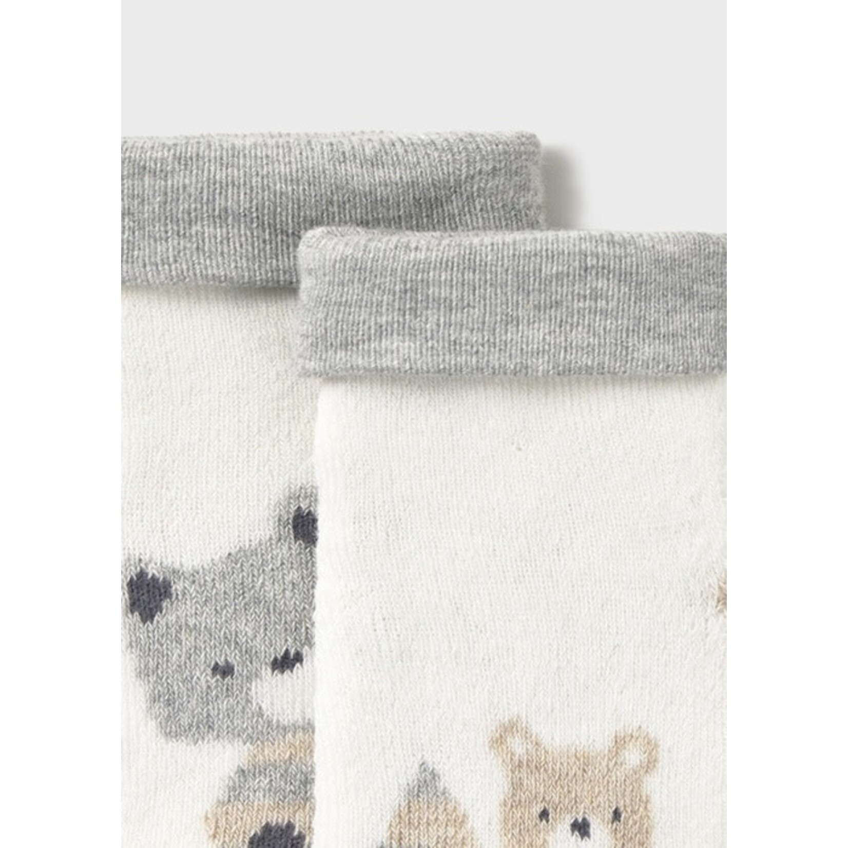 Mayoral MAYORAL - Chaussettes antidérapantes pour bébé blanches à motif d'animaux