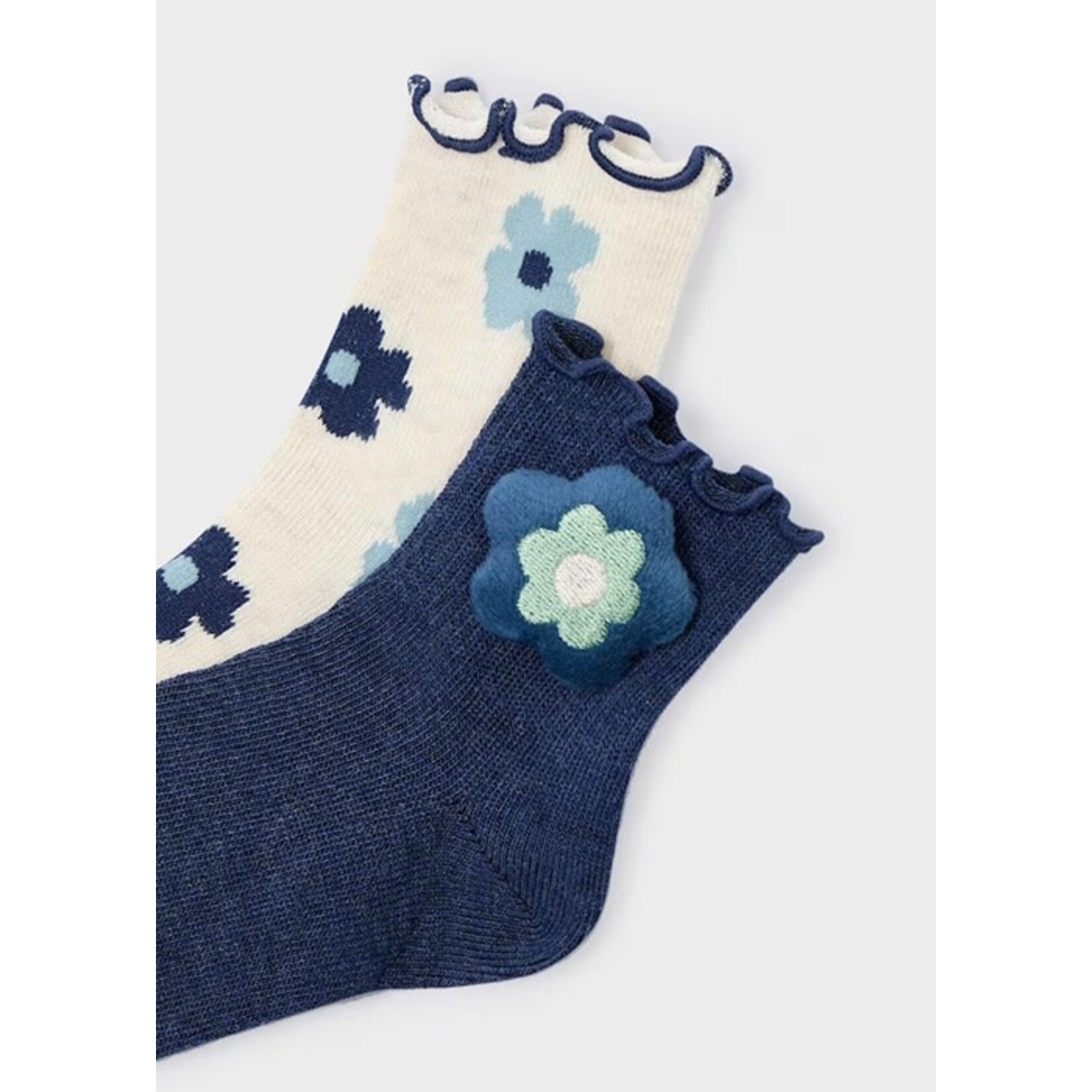 Mayoral MAYORAL - Pack of 2 pairs of socks 'navy blue with flower/Beige with colored flowers'