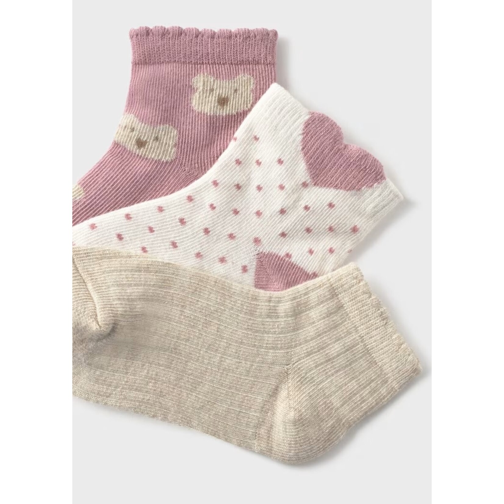 Mayoral MAYORAL - Pack of 3 pairs of baby/child socks Heart 'Beige/Pink/White'