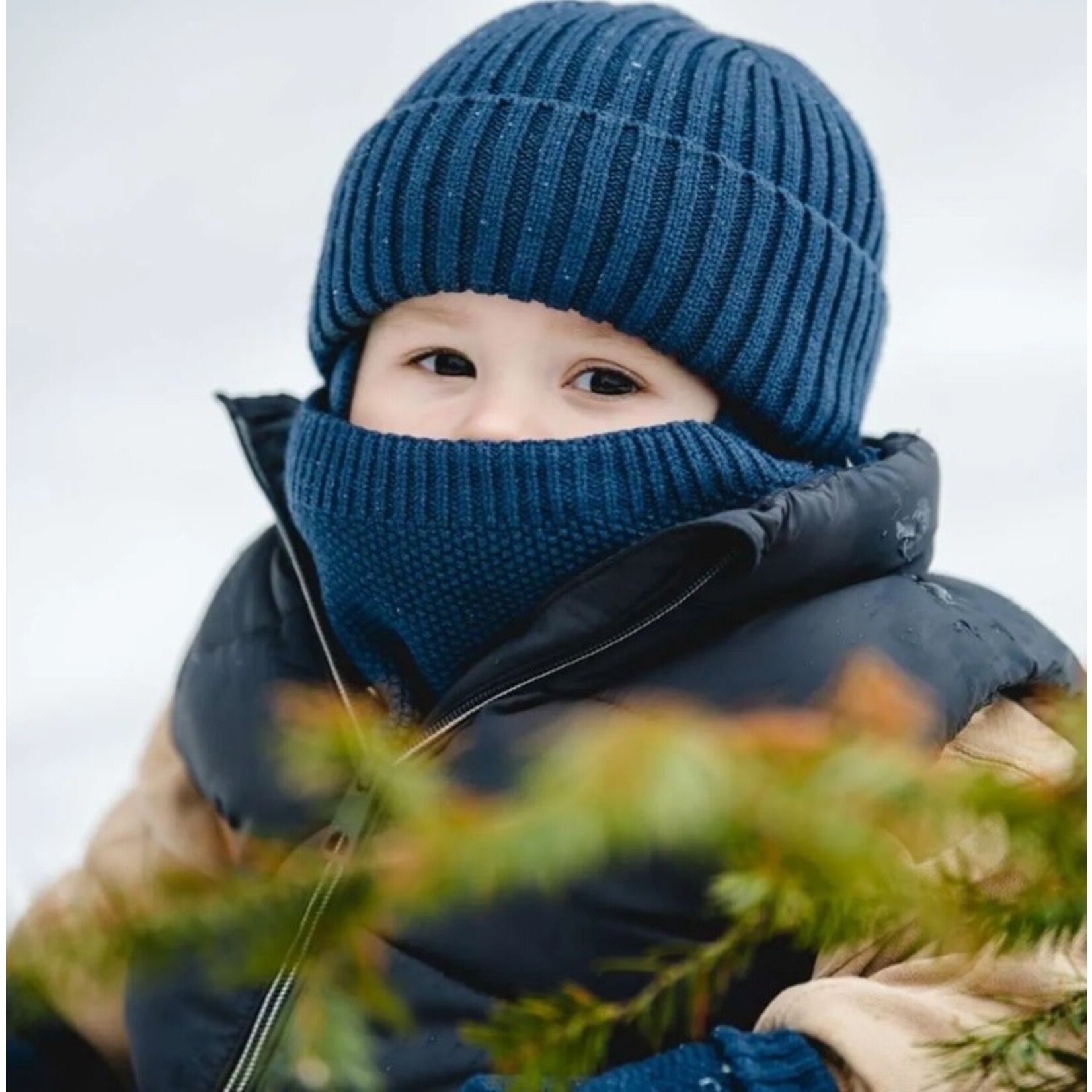 Calikids CALIKIDS - Cache-cou en tricot de coton - Brun morille