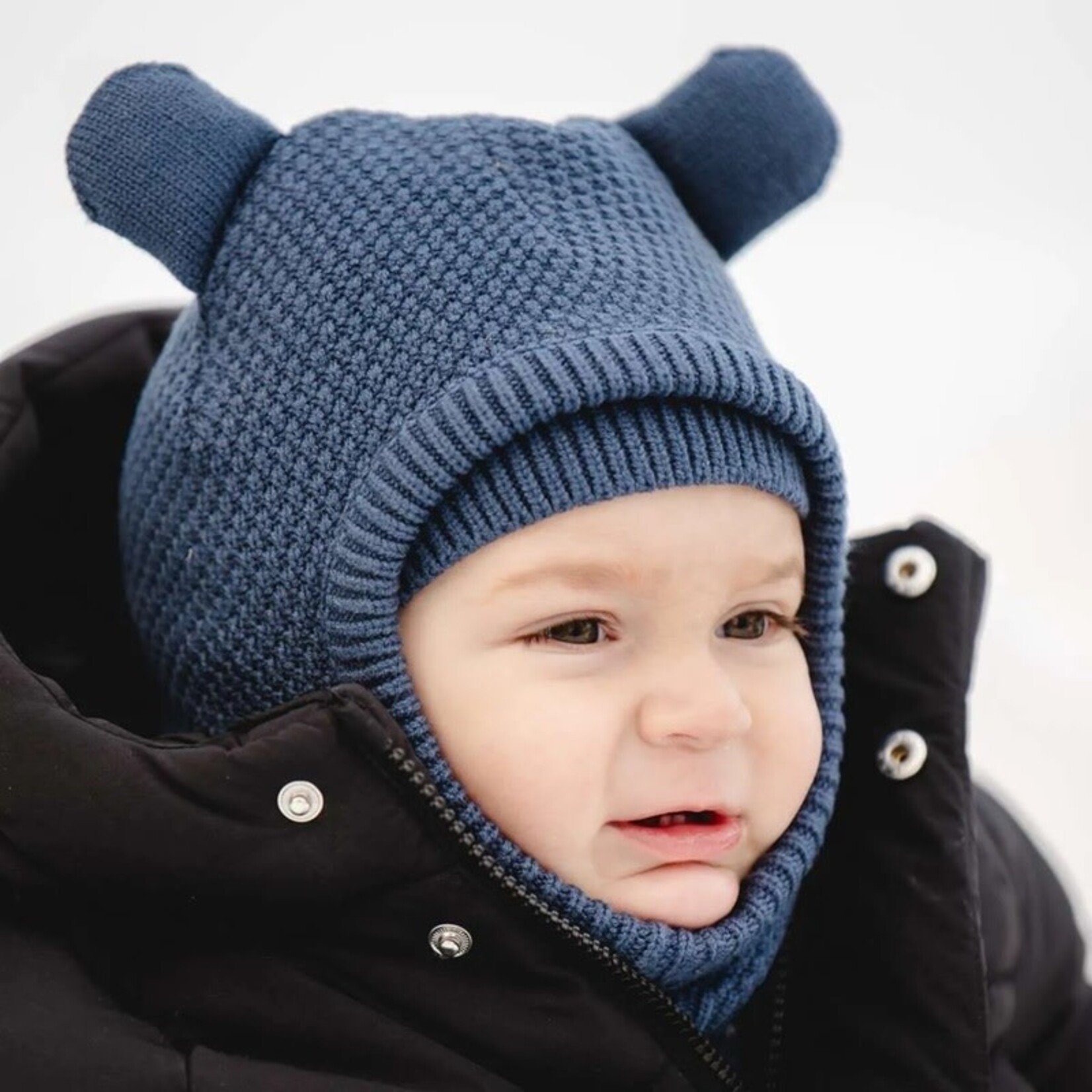 Calikids CALIKIDS - Cagoule ourson en tricot - bleu