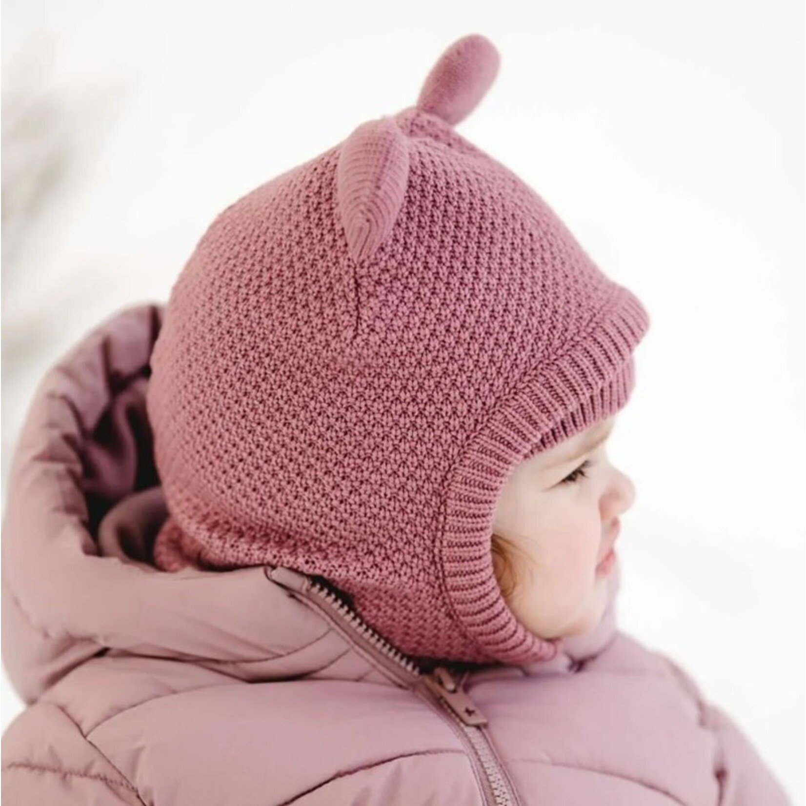 Calikids CALIKIDS - Cagoule ourson en tricot - vieux rose