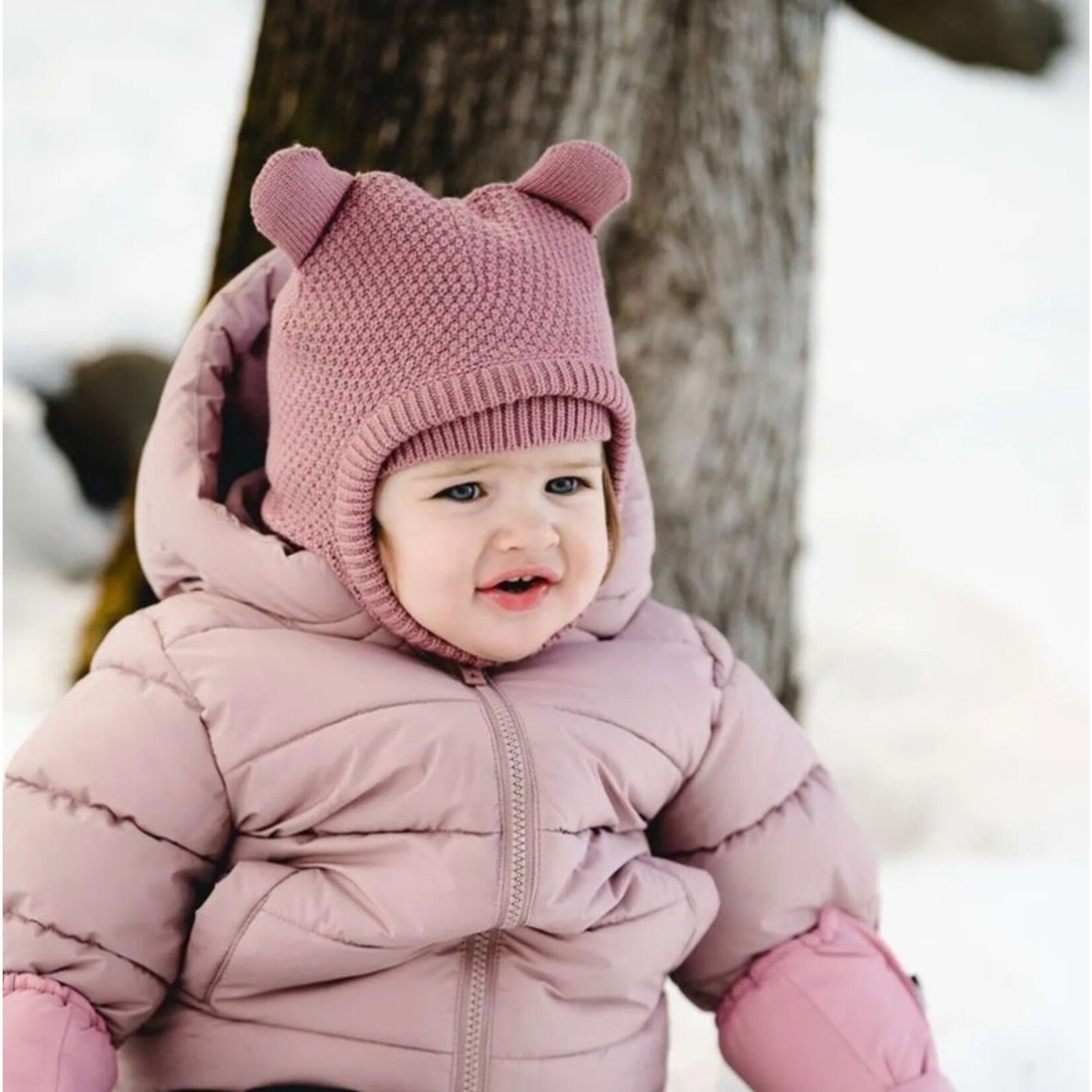 Calikids CALIKIDS - Cagoule ourson en tricot - vieux rose