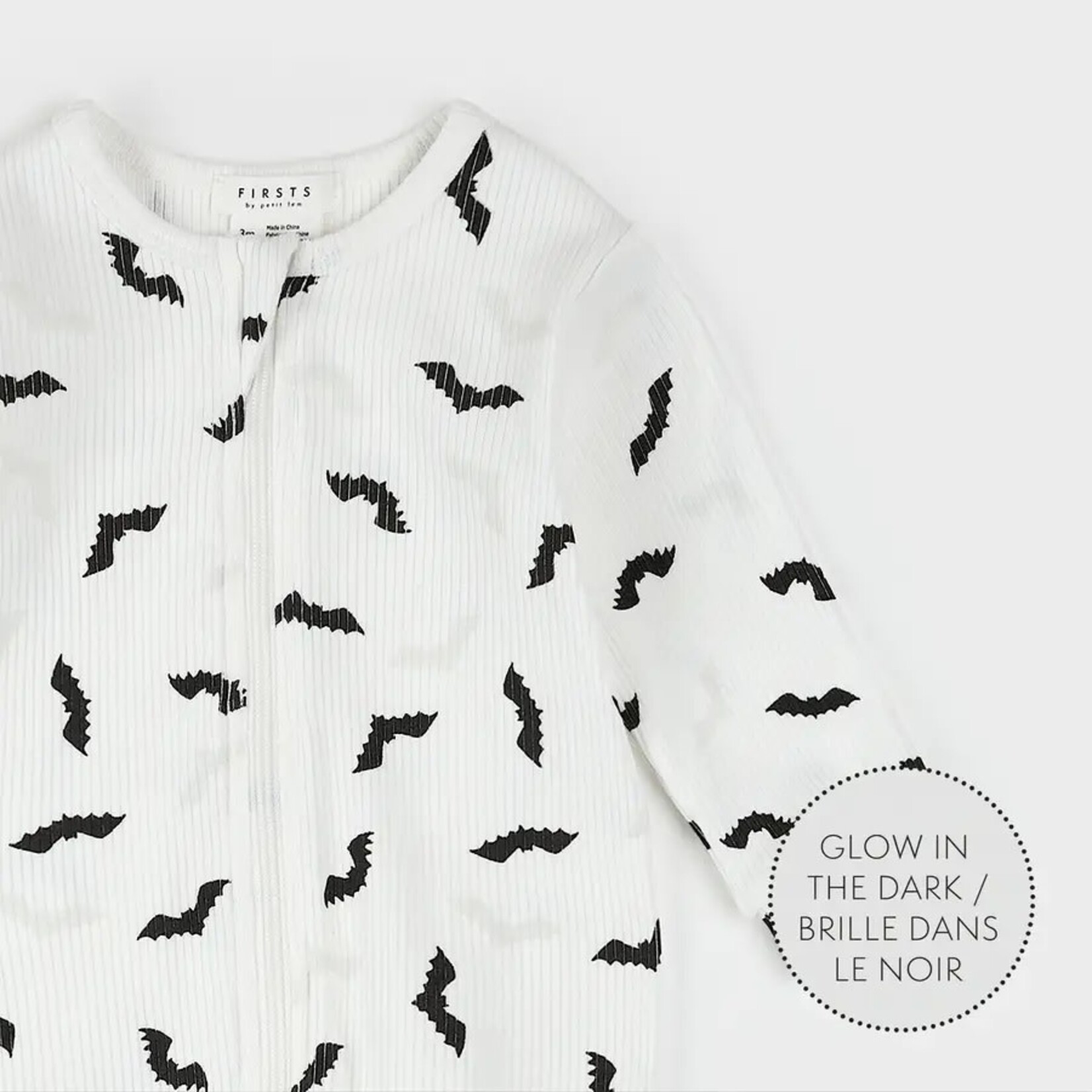 Petit Lem PETIT LEM - Bats Glow in the Dark Print on Off-White Pyjama