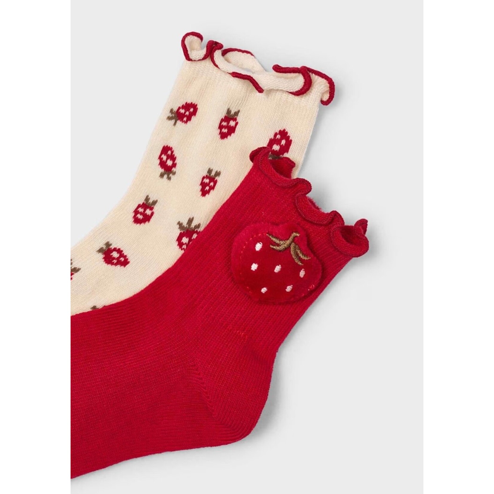 Mayoral MAYORAL - Lot de 2 paires de chaussettes 'Rouge avec fraise/Beige avec fraises'