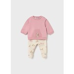 Mayoral MAYORAL - 2-piece set with pink sweater with front pocket and leggings with savannah animal pattern