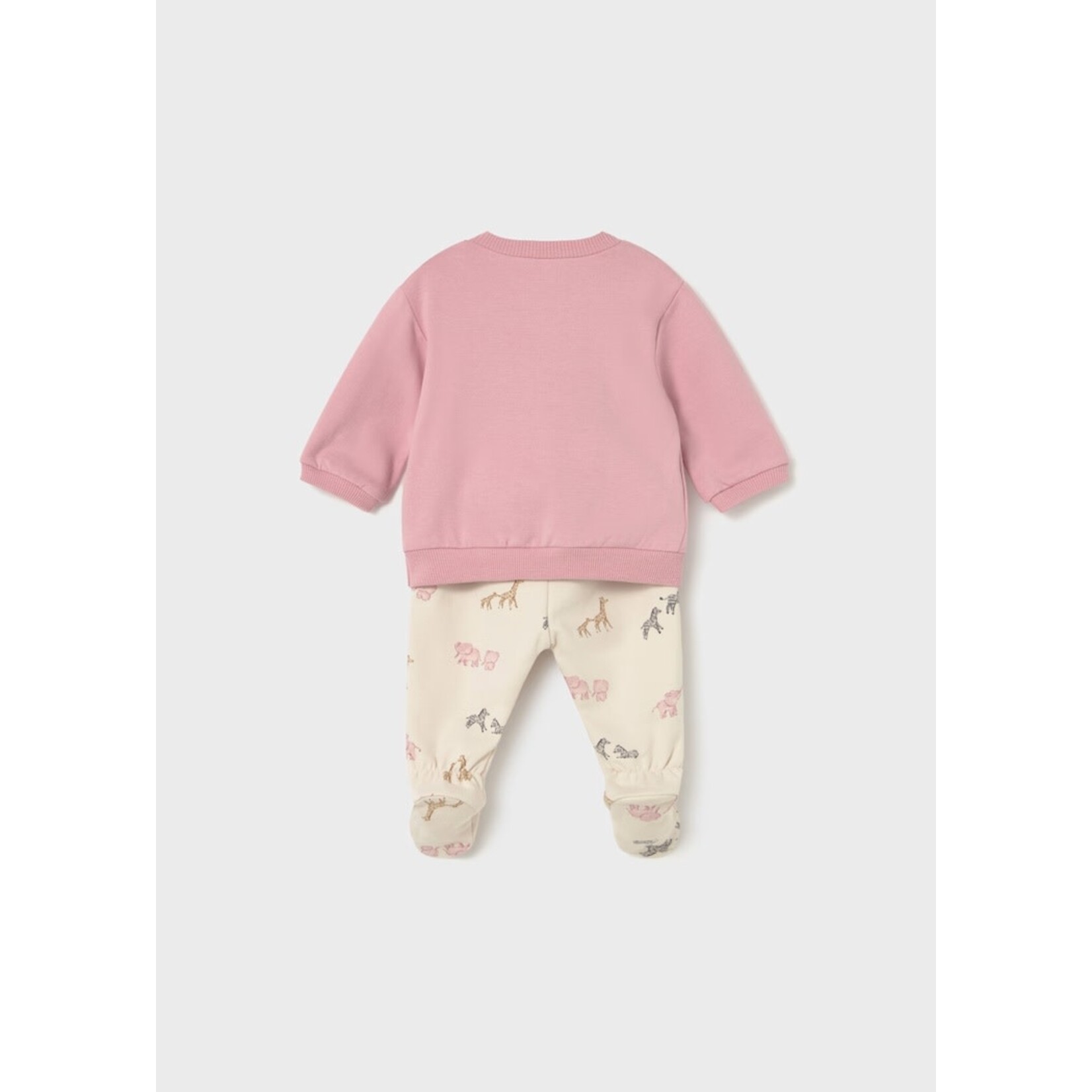 Mayoral MAYORAL - 2-piece set with pink sweater with front pocket and leggings with savannah animal pattern