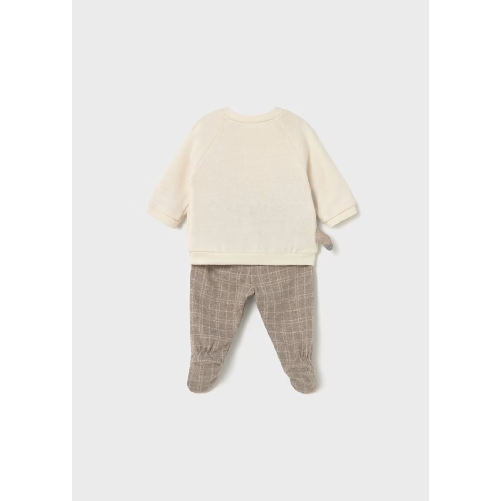 Mayoral MAYORAL - Ensemble 2 morceaux - Chandail à manches longues beige avec motif de renard texturé et pantalon avec motif quadrillé