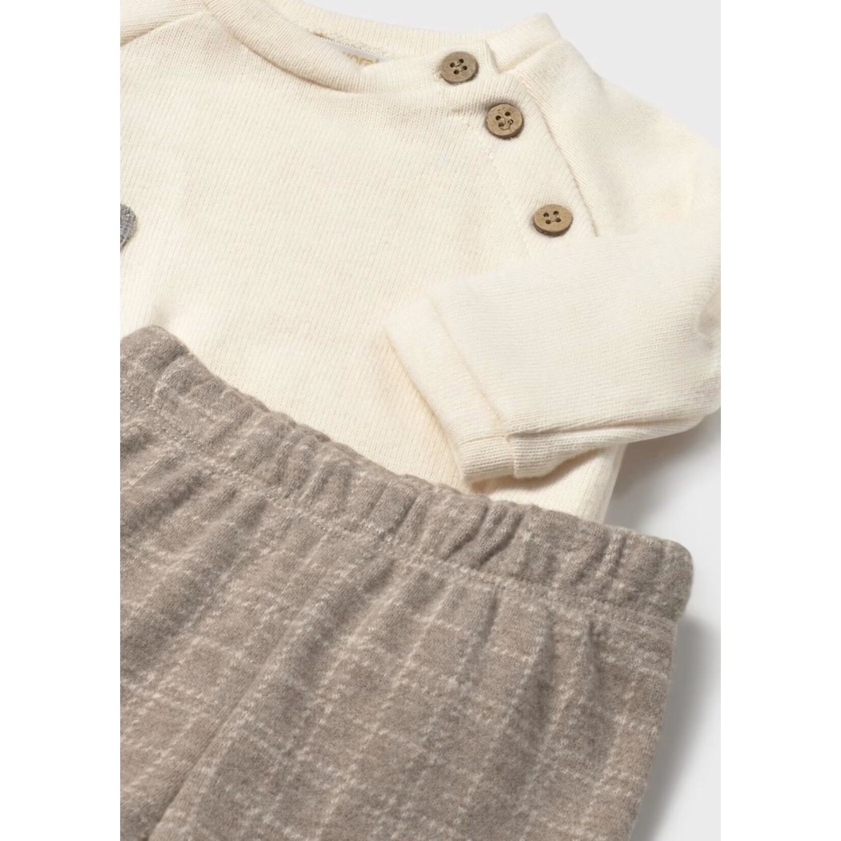 Mayoral MAYORAL - Ensemble 2 morceaux - Chandail à manches longues beige avec motif de renard texturé et pantalon avec motif quadrillé