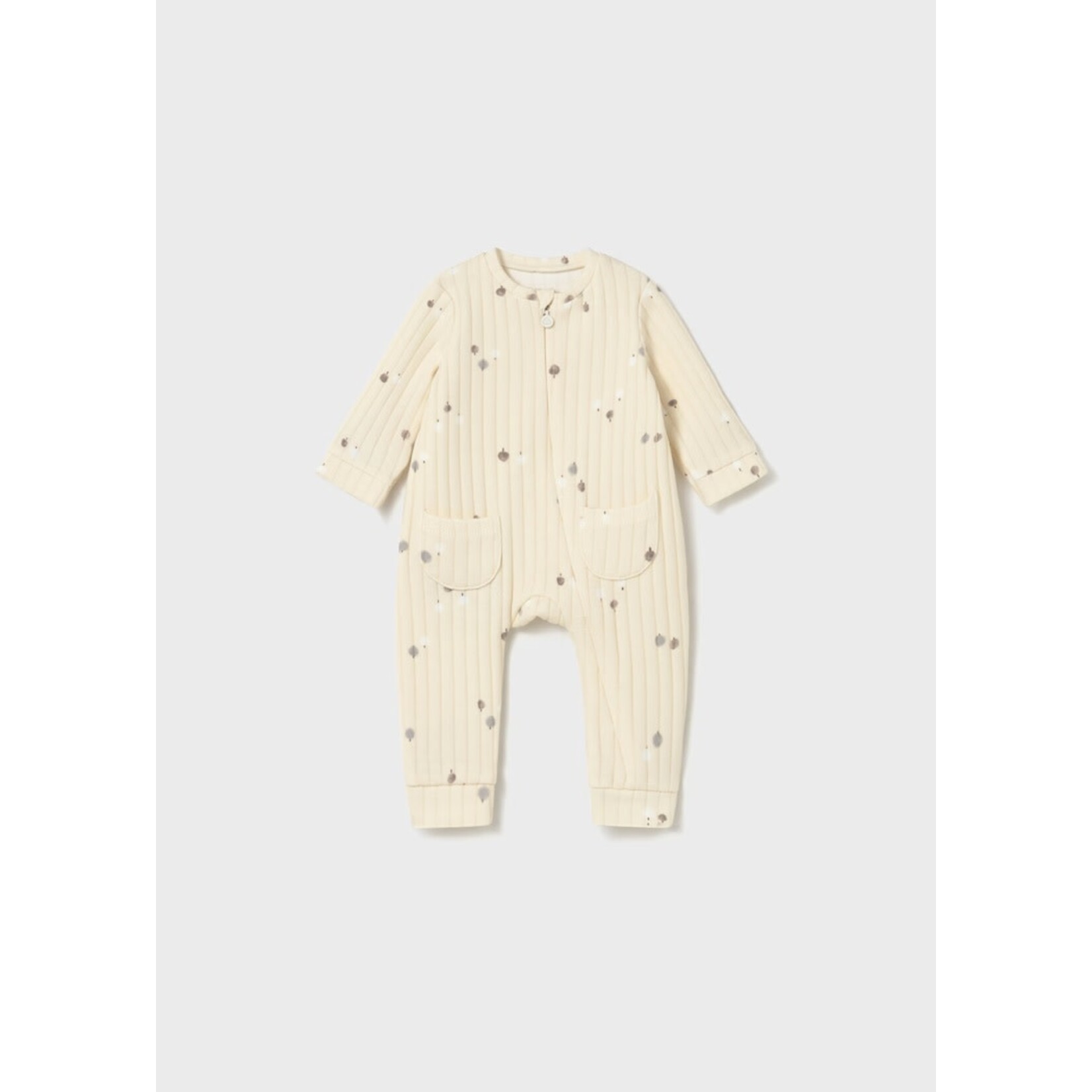 Mayoral MAYORAL - Creme Zip-Up Romper with Tree Pattern