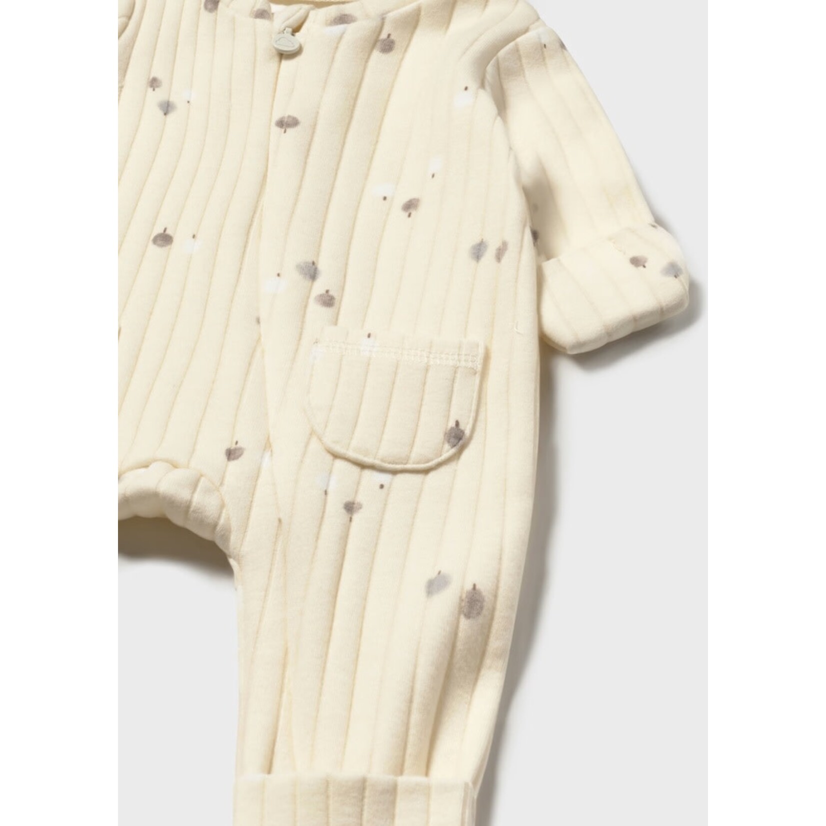 Mayoral MAYORAL - Grenouillère crème avec motif d'arbres à fermeture éclair