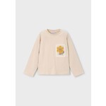 Mayoral MAYORAL -  T-shirt à manches longues  couleur sable avec poche broderie de fleur