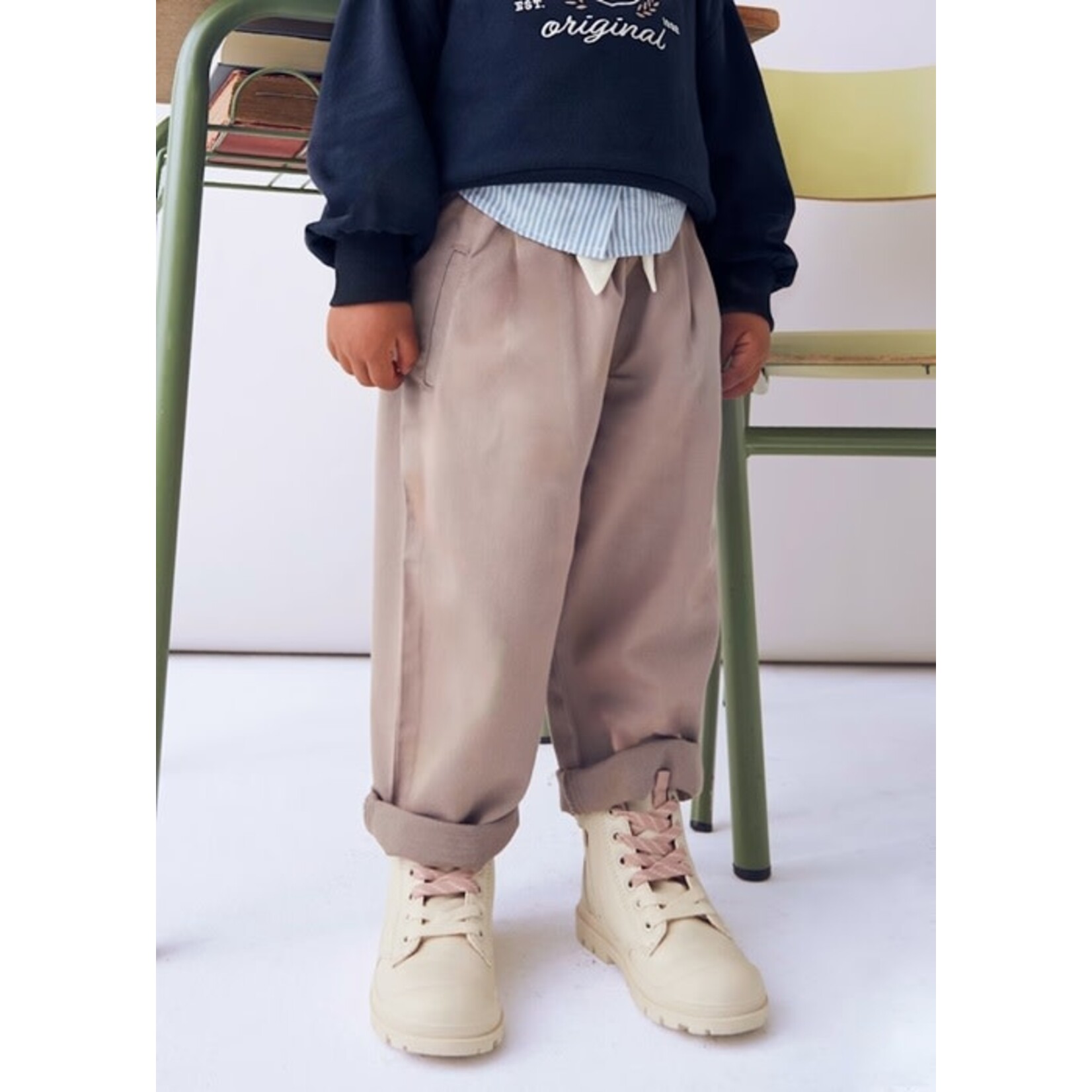 Mayoral MAYORAL - Loose-fitting taupe-colored pants with drawstring
