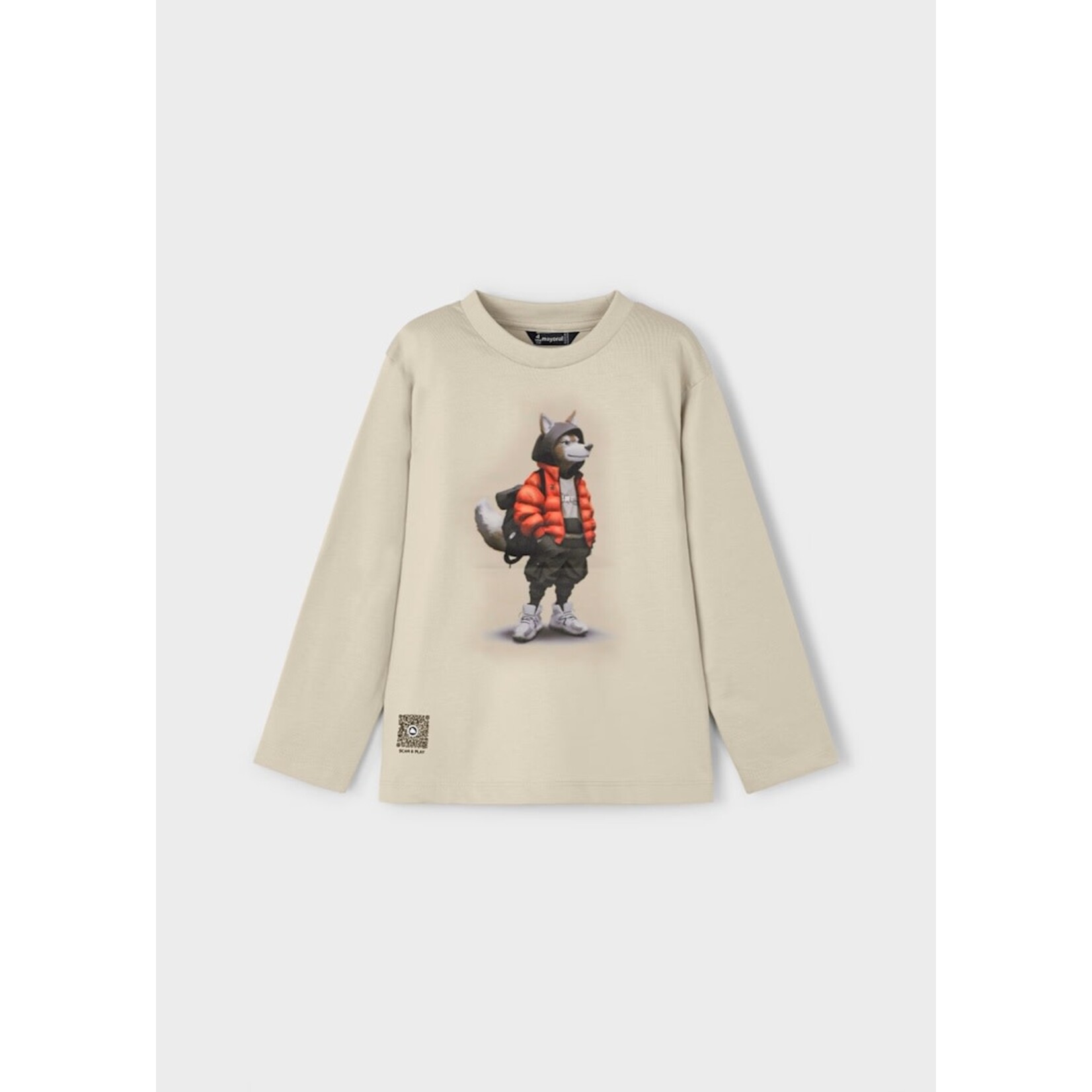Mayoral MAYORAL - Oatmeal T-shirt with wolf print