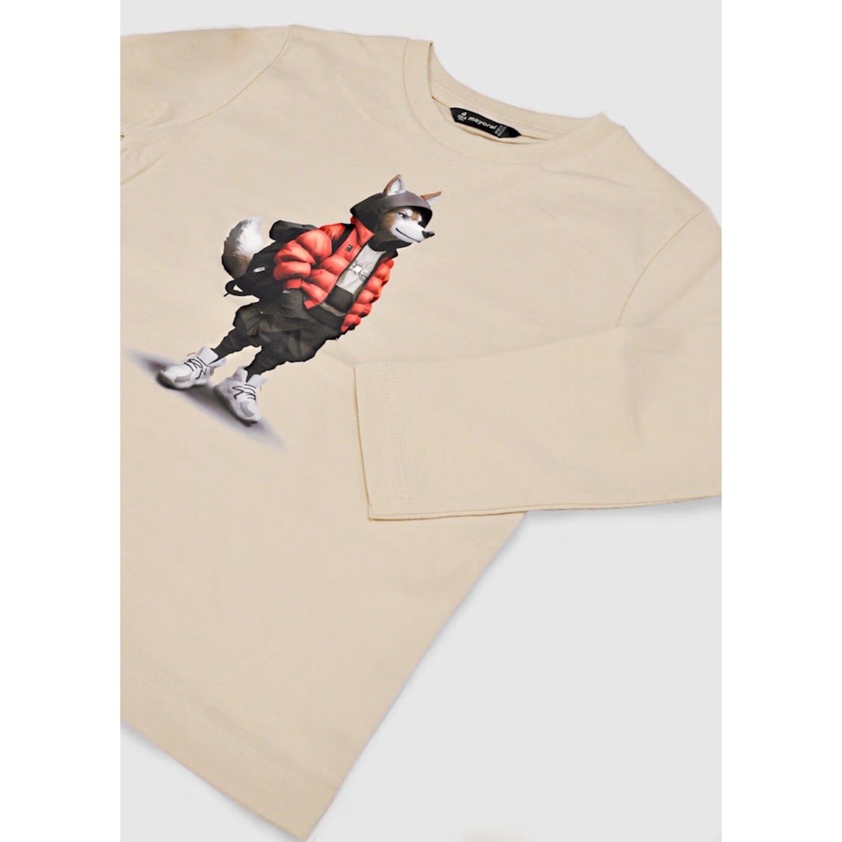 Mayoral MAYORAL - Oatmeal T-shirt with wolf print