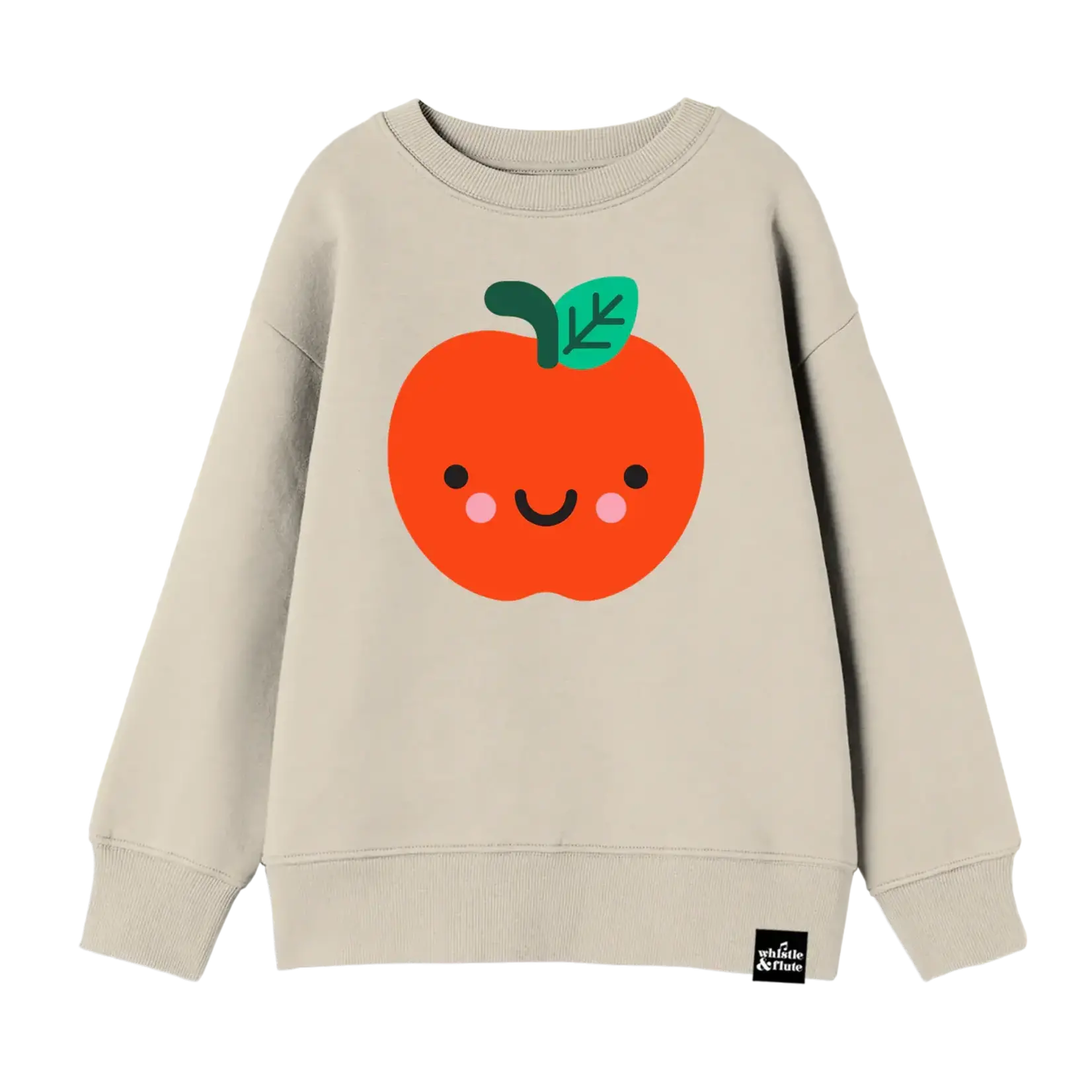 Whistle & Flute WHISTLE AND FLUTE - Chandail coton ouaté léger avec imprimé pomme 'Kawaii - Happy Apple'