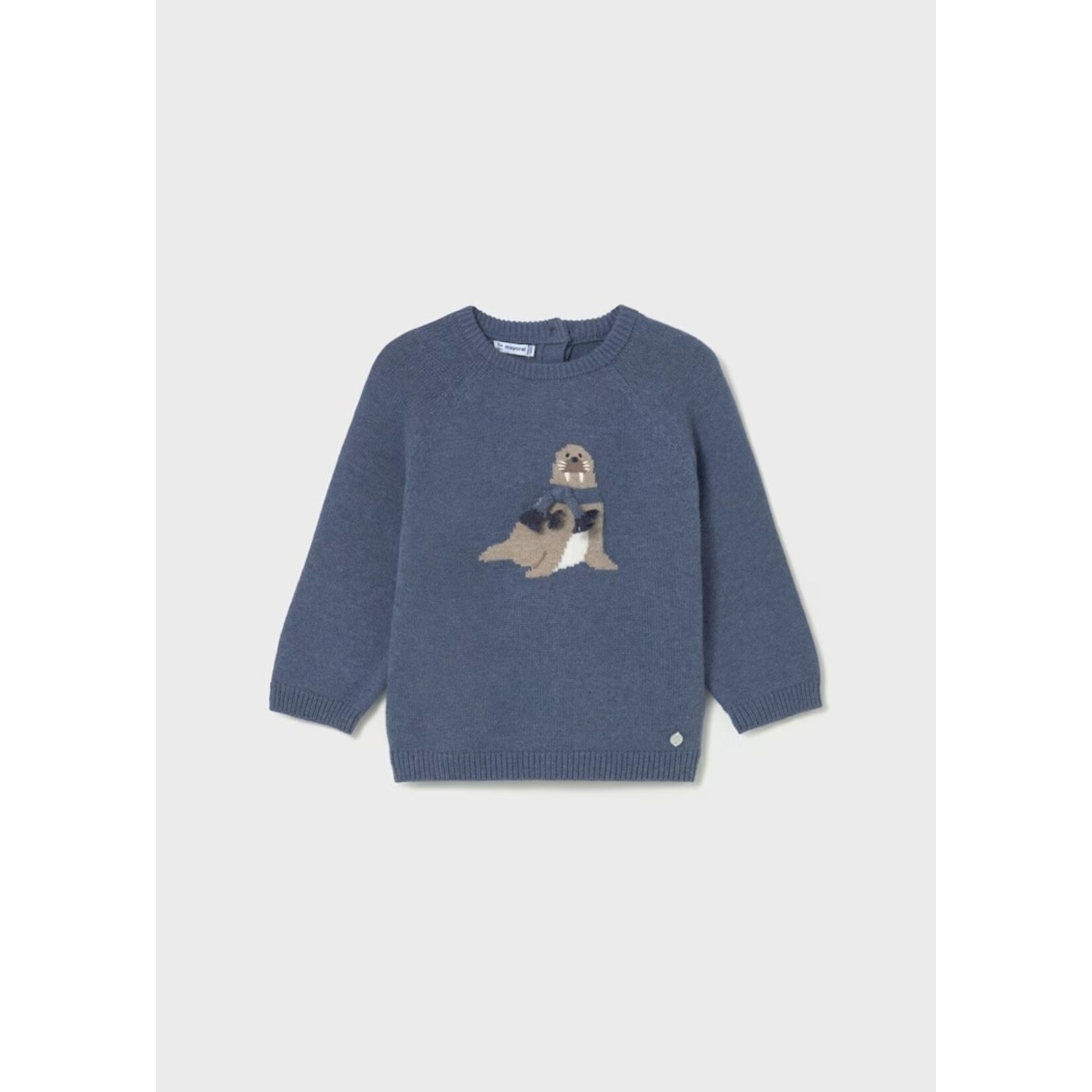 Mayoral MAYORAL - Blue Walrus Scarf Intarsia Knit Sweater