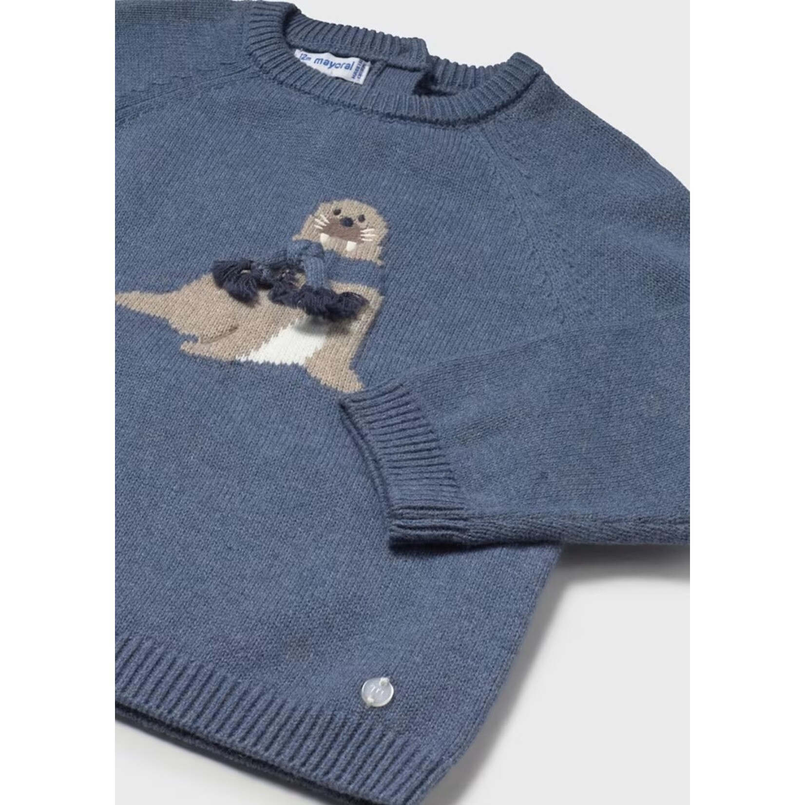 Mayoral MAYORAL - Blue Walrus Scarf Intarsia Knit Sweater