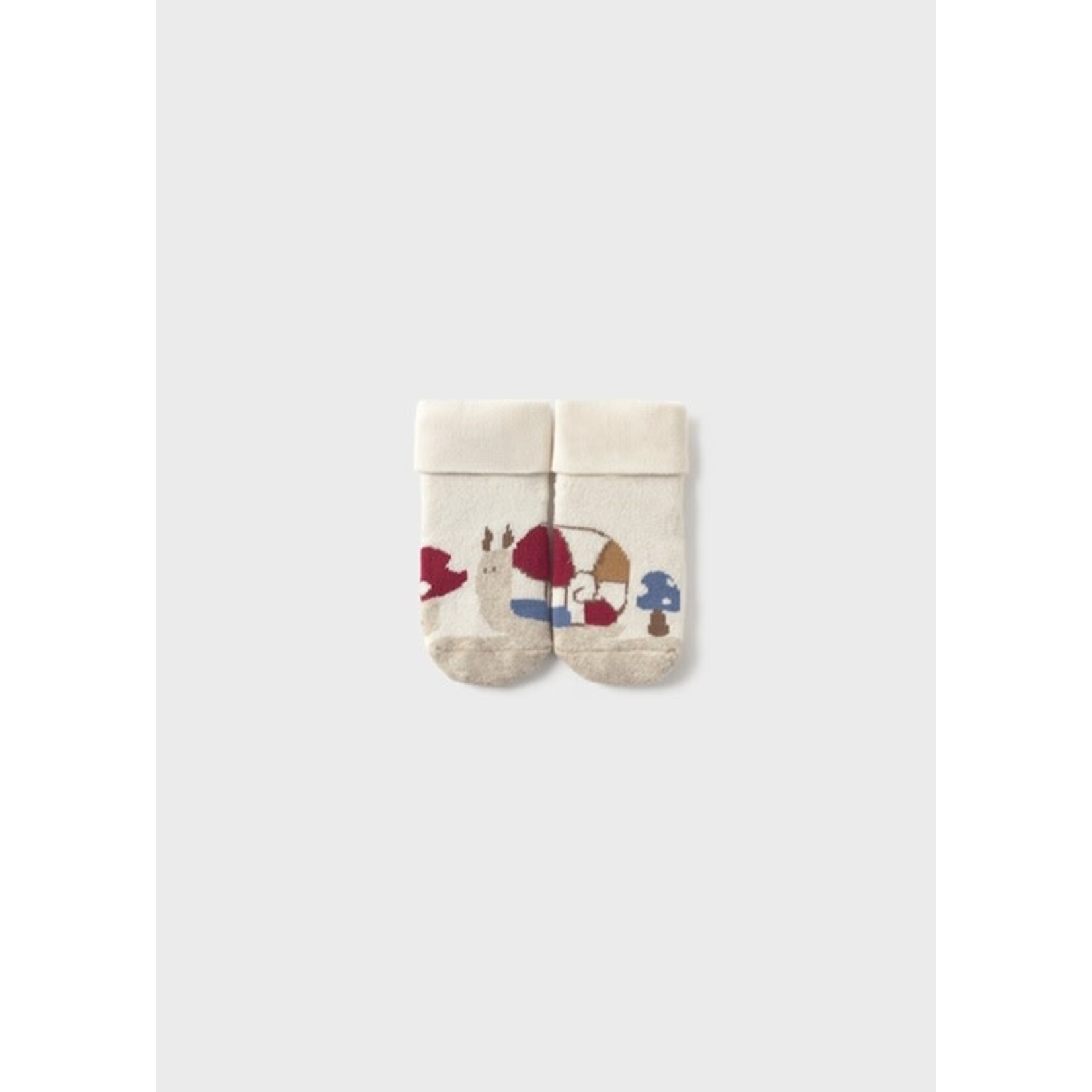 Mayoral MAYORAL - Chaussettes antidérapantes pour bébé blanches crème à motif d'escargots et champignons