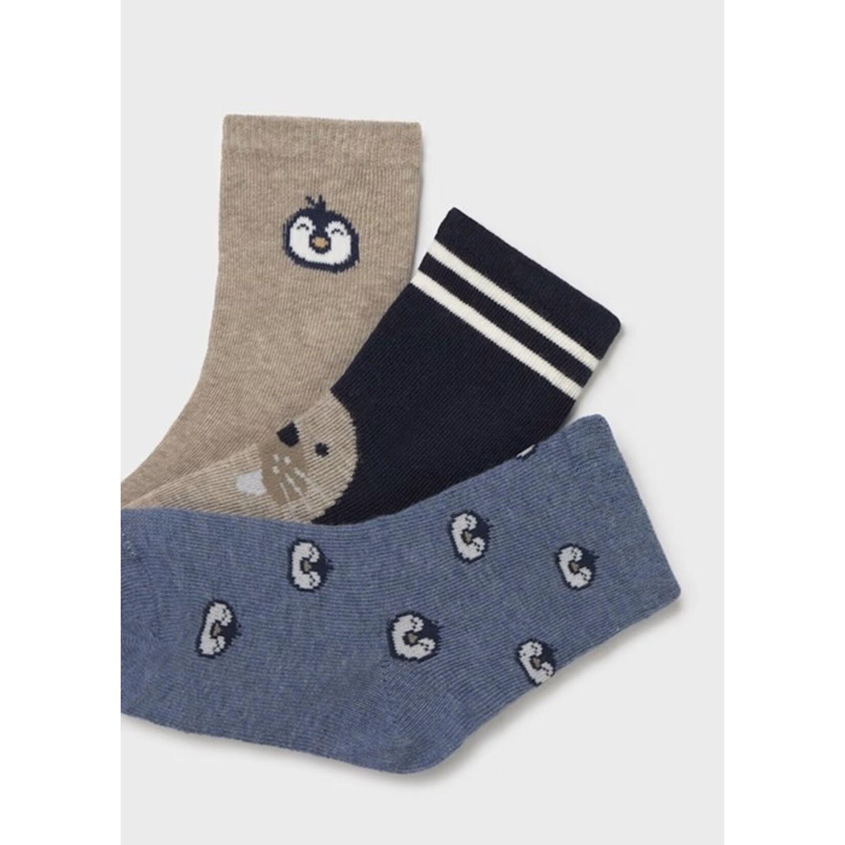 Mayoral MAYORAL - Pack of 3 pairs of baby/child socks polar animals 'navy blue/heather blue/heather beige'