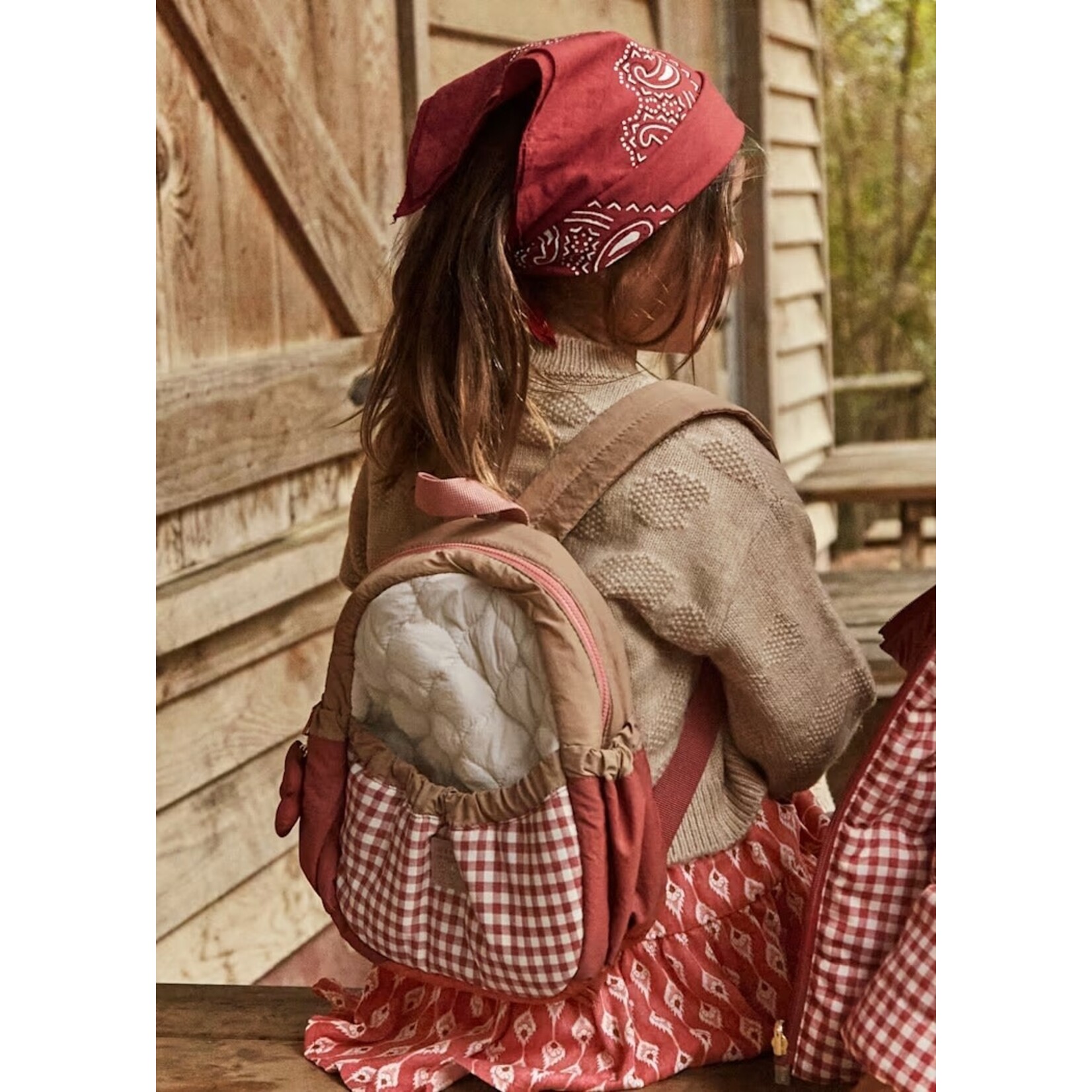 Mayoral MAYORAL - Red and White Gingham Quilted Backpack