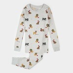 Petit Lem PETIT LEM - Ensemble pyjama gris clair imprimé carlins (pugs) des fêtes (2 pcs)