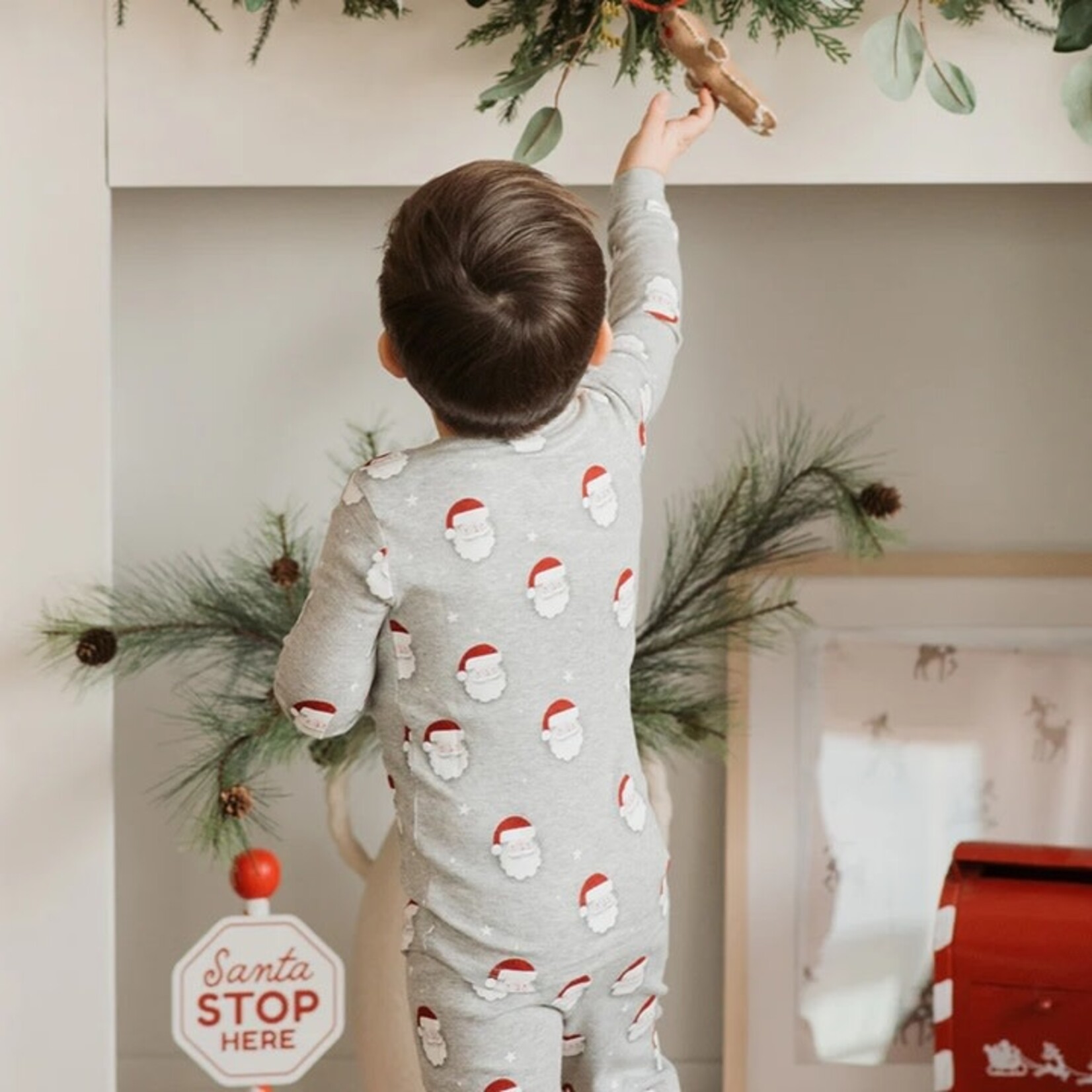 Petit Lem PETIT LEM - Ensemble pyjama gris chiné imprimé Père Noël (2pcs)