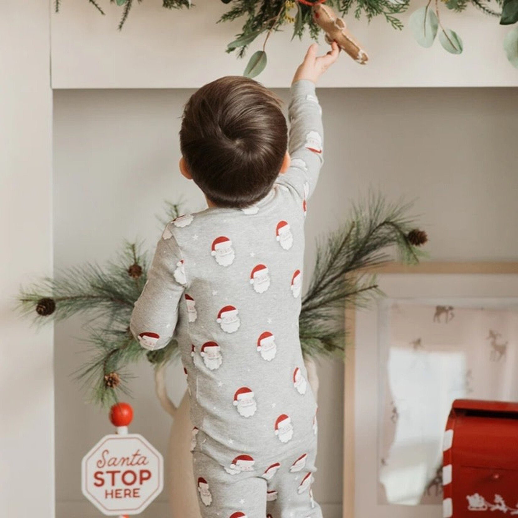 Petit Lem PETIT LEM - Santa Print on Heather Grey Pyjama Set (2 pcs)