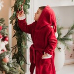Petit Lem PETIT LEM - Peignoir/Robe de chambre à capuchon en peluche festive rouge écarlate