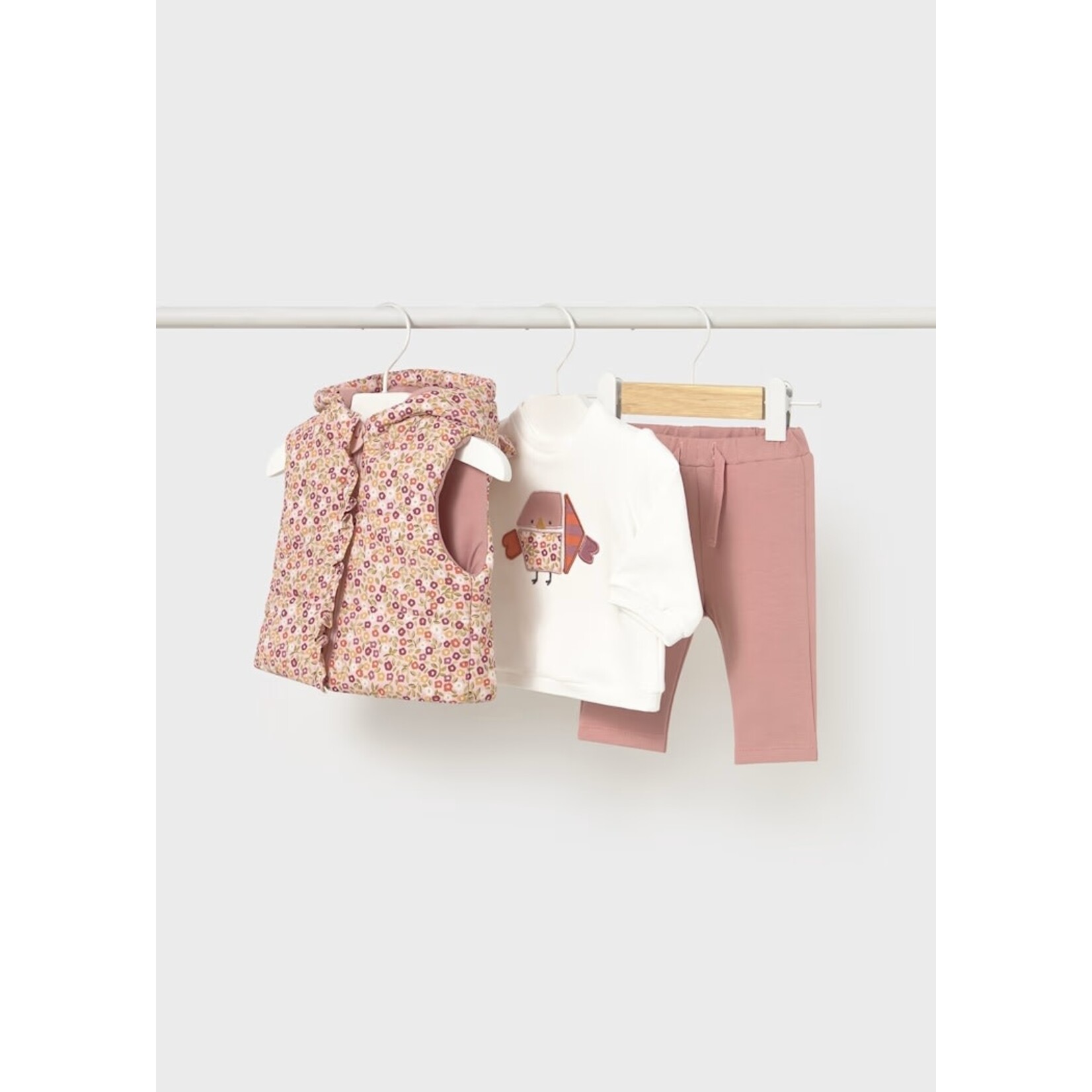 Mayoral MAYORAL - 3-piece set with long-sleeve t-shirt, pants and sleeveless down jacket.
