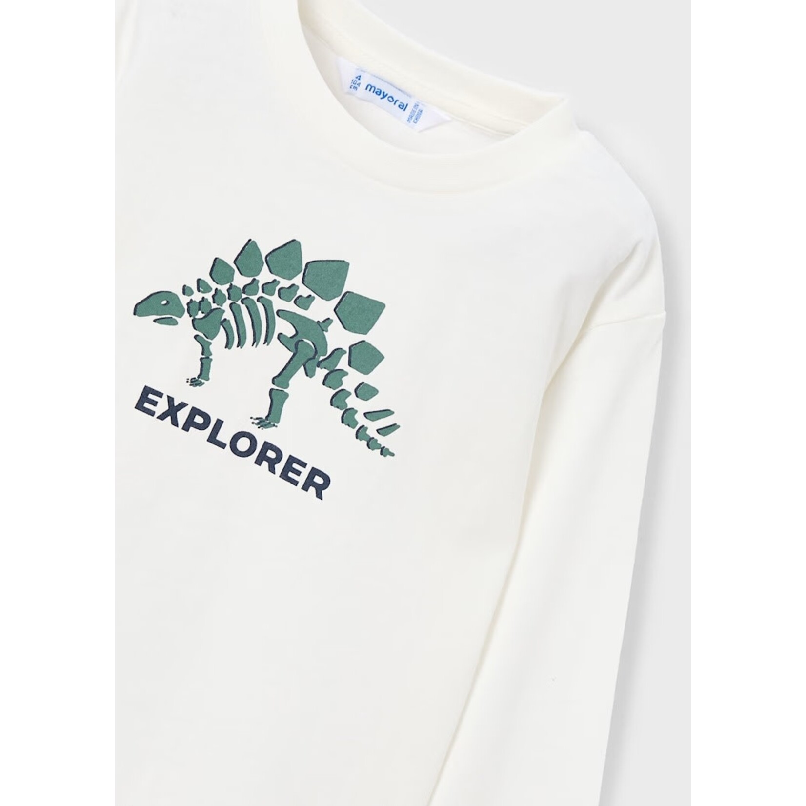 Mayoral MAYORAL - Ensemble 3 pièces - Chandail vert avec capuchon, T-shirt blanc à manches longues avec motif dinosaure et jogging  bleu marine