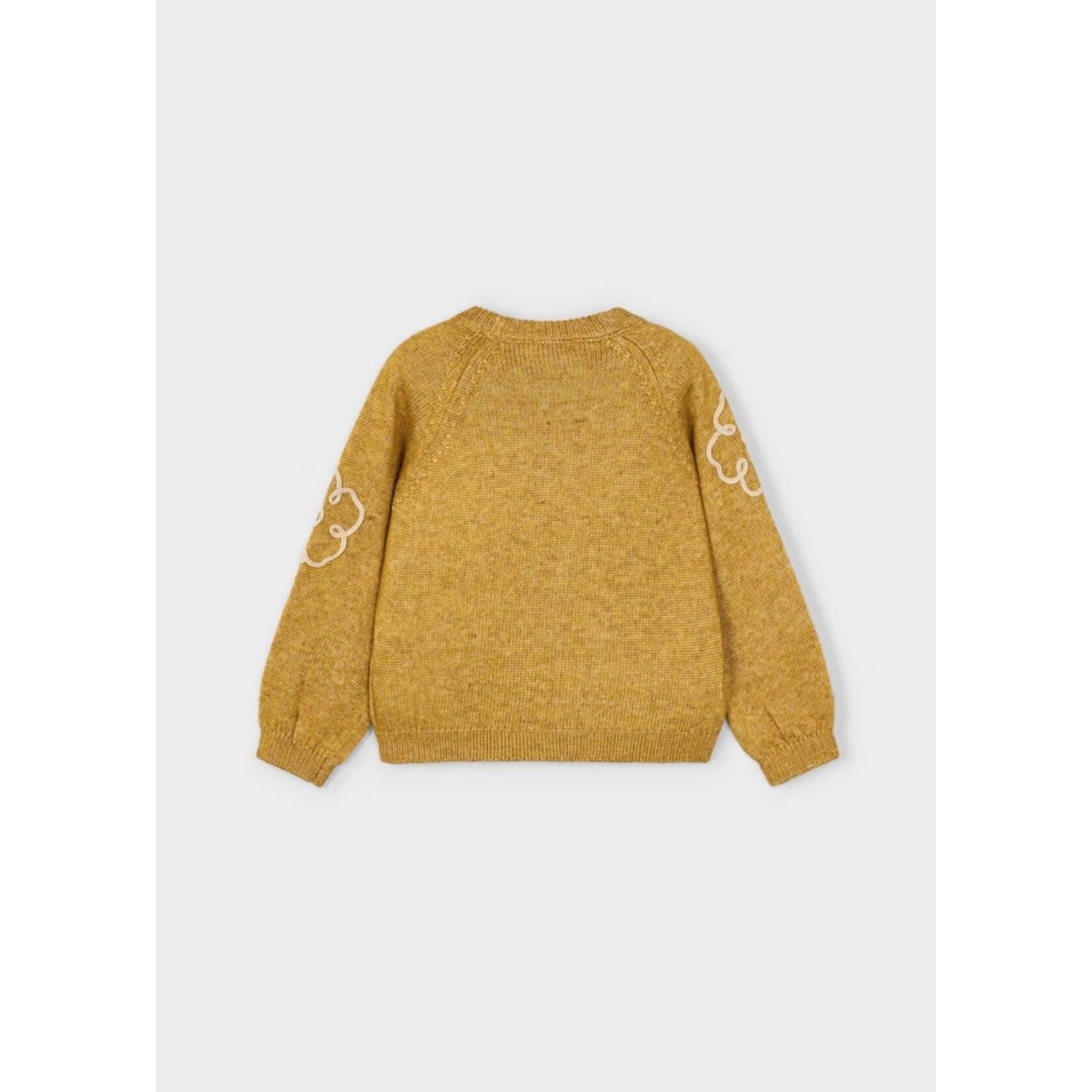 Mayoral MAYORAL - Mustard yellow knitted sweater with flower appliqué